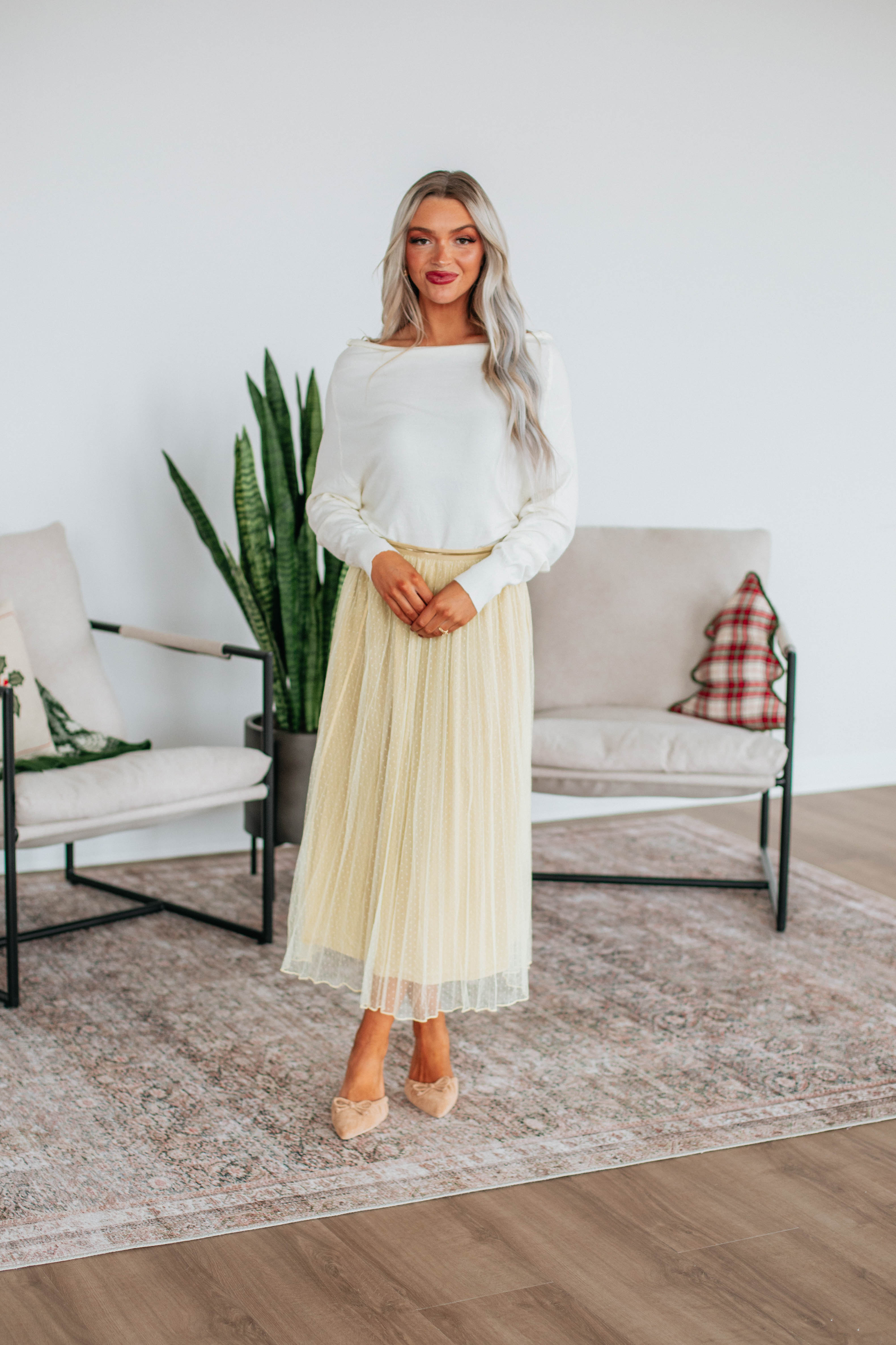 Holidazzle Midi Skirt for Women - Flowy A-Line Pleated Skirt with Pockets, Perfect for Office, Party & Date Night Outfits | Available in S-XXL