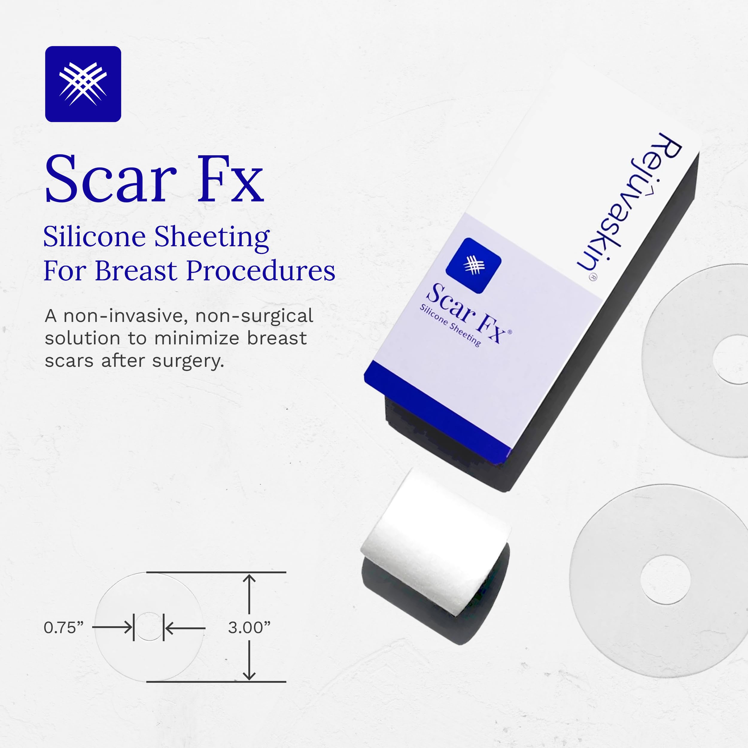 Rejuvaskin Scar Heal Kit for Post-Surgical Recovery | 2 Silicone Sheets, Rejuvasil Gel & Medical Tape | Soften, Flatten & Reduce Scars | Ideal for Breast Surgery, C-Section & Injury Scars