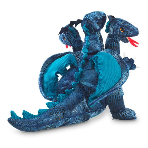 Blue Three-Headed Dragon Hand Puppet - Fantasy Toy for Kids, Storytelling & Role Play - Perfect for Imaginative Play & Theater Performances