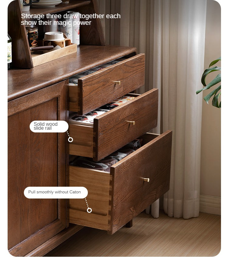 Stylish Oak Solid Wood Modern Dining Sideboard Buffet Cabinet - Perfect for Dining Room Storage & Entertaining