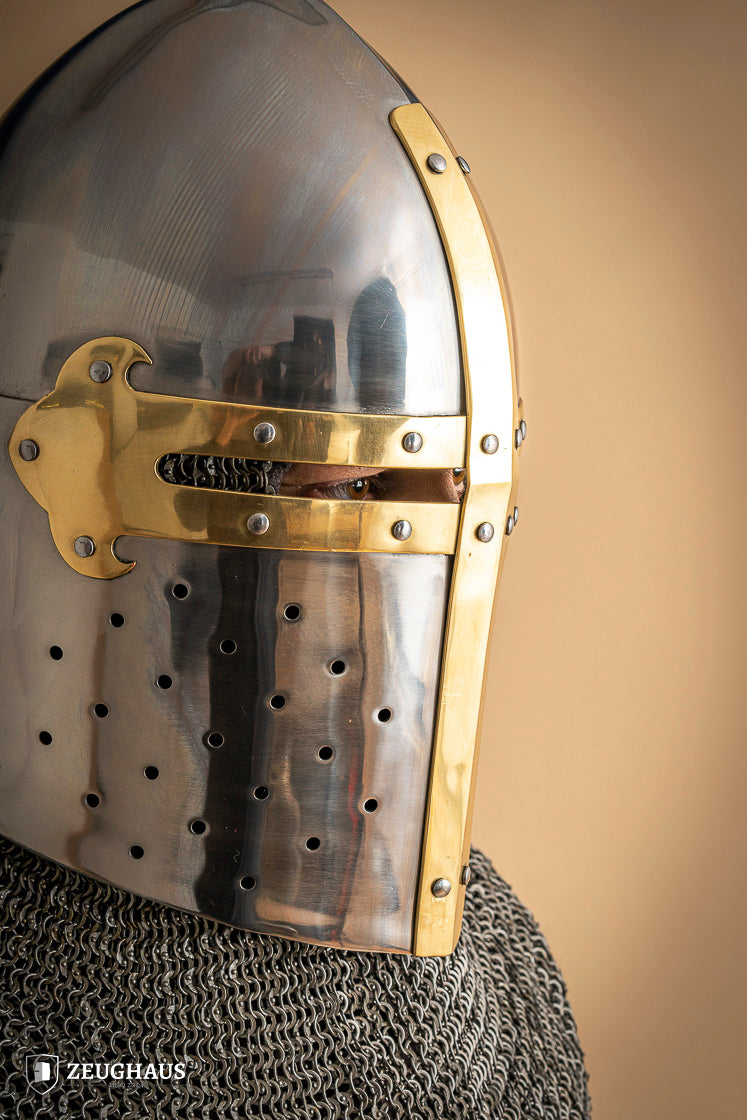 Great Helmet Sugar Loaf 2mm Polished - Premium Medieval Helmet for LARP, Cosplay & Historical Reenactment