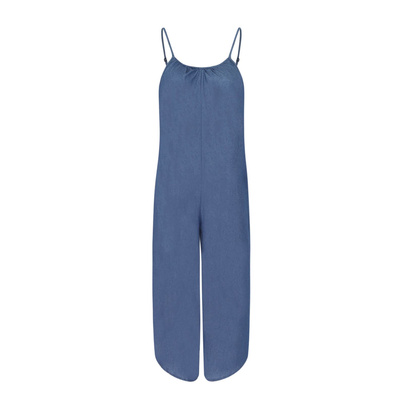 InKach Women's Denim Jumpsuit with Drawstring Elastic Waist - Button Up Romper Pajama & Tank Top Jeans Overalls for Casual Wear, Lounge & Street Fashion