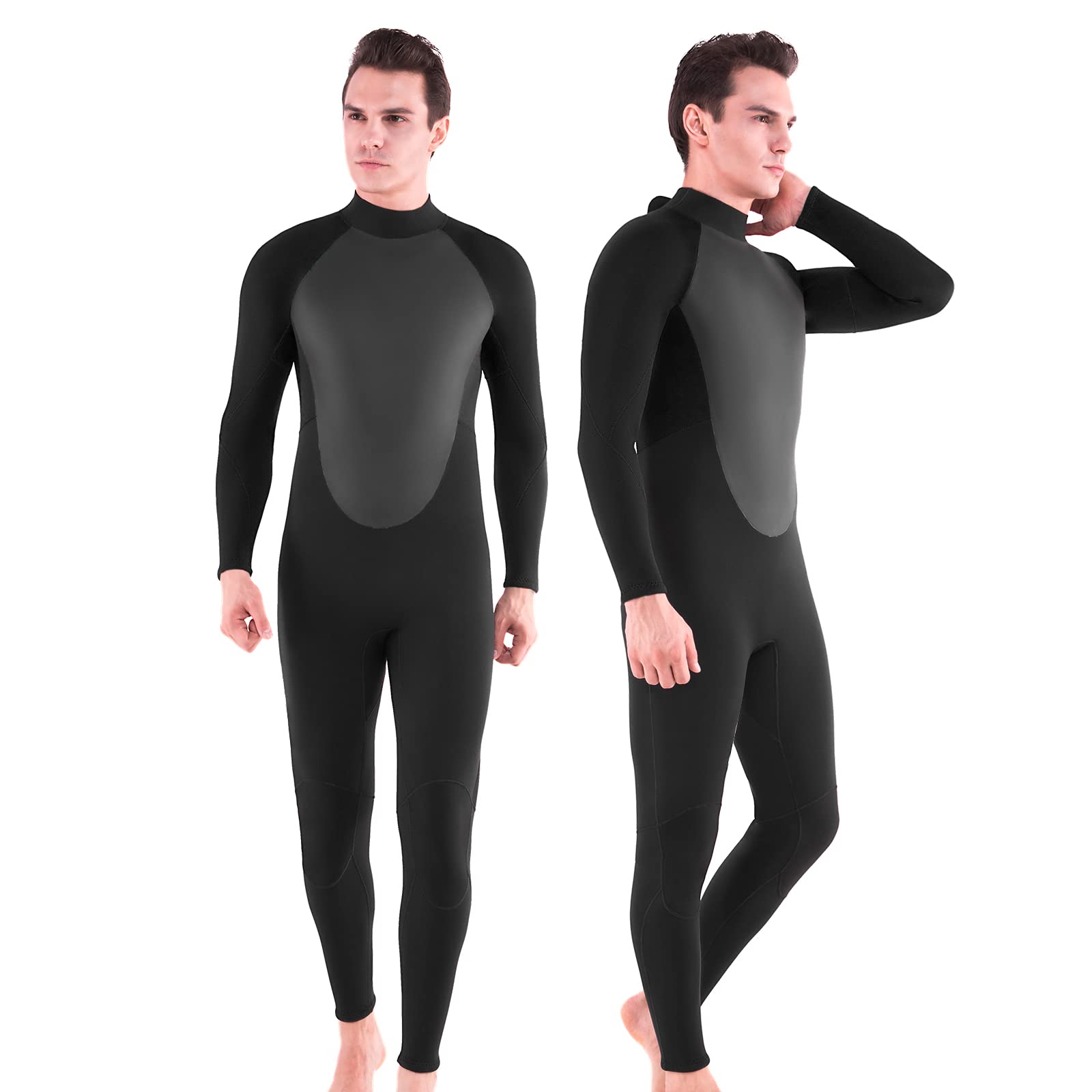 5/4mm Neoprene Scuba Diving Wetsuit for Men & Women - Long Sleeve Back Zipper Thermal Wet Suit for Cold Water Diving, Surfing & Snorkeling - Keep Warm in 50-60°F Waters