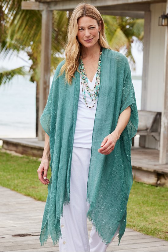 Elegant Shimmering Sequin Ruana Wrap - Women's Fashion Shawl for Parties & Evening Events