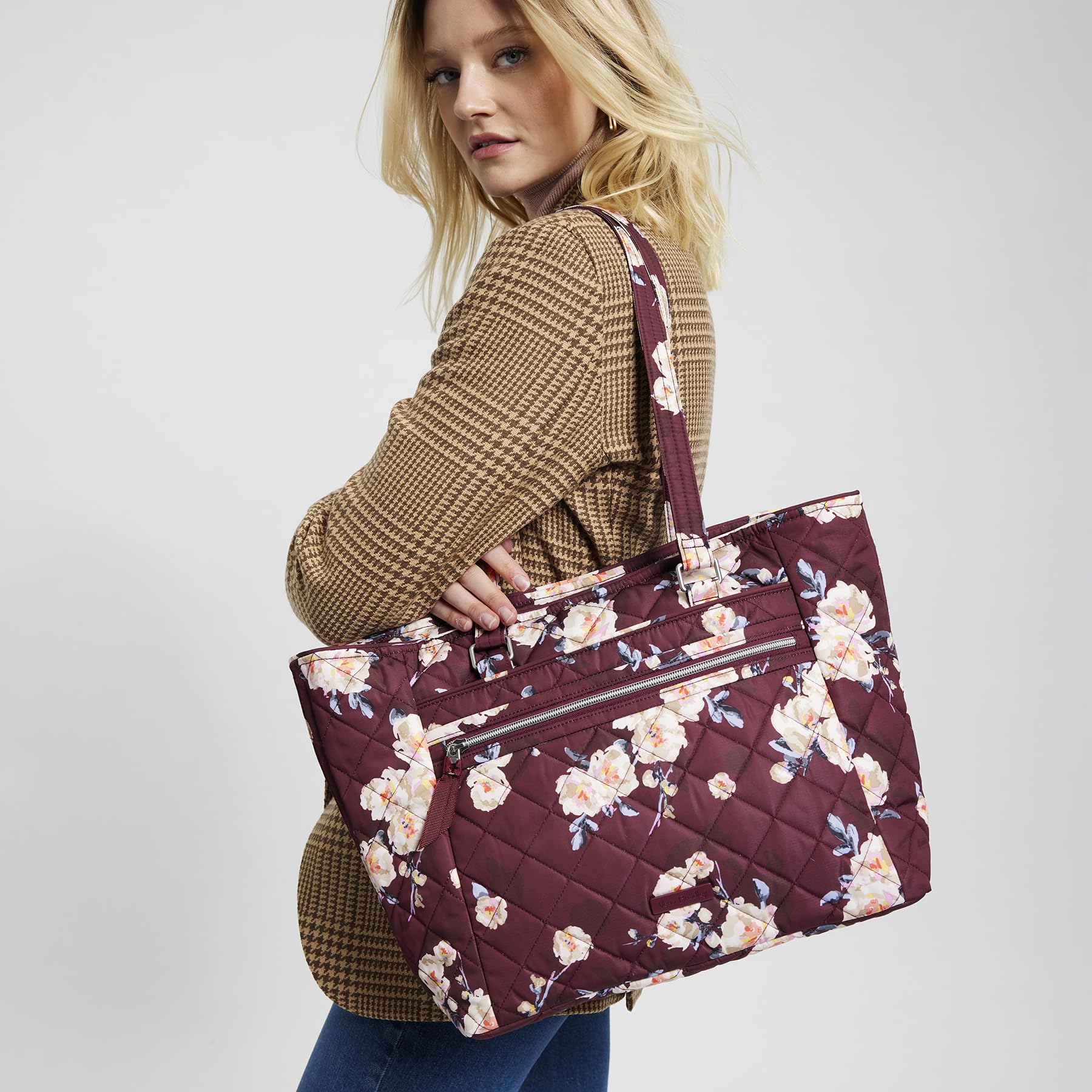 Vera Bradley Women's Performance Twill Work Tote Bag - Stylish & Durable Laptop Bag for Office, Travel & Business | Professional Work Tote with Multiple Pockets | Perfect for Commuters & Working Women