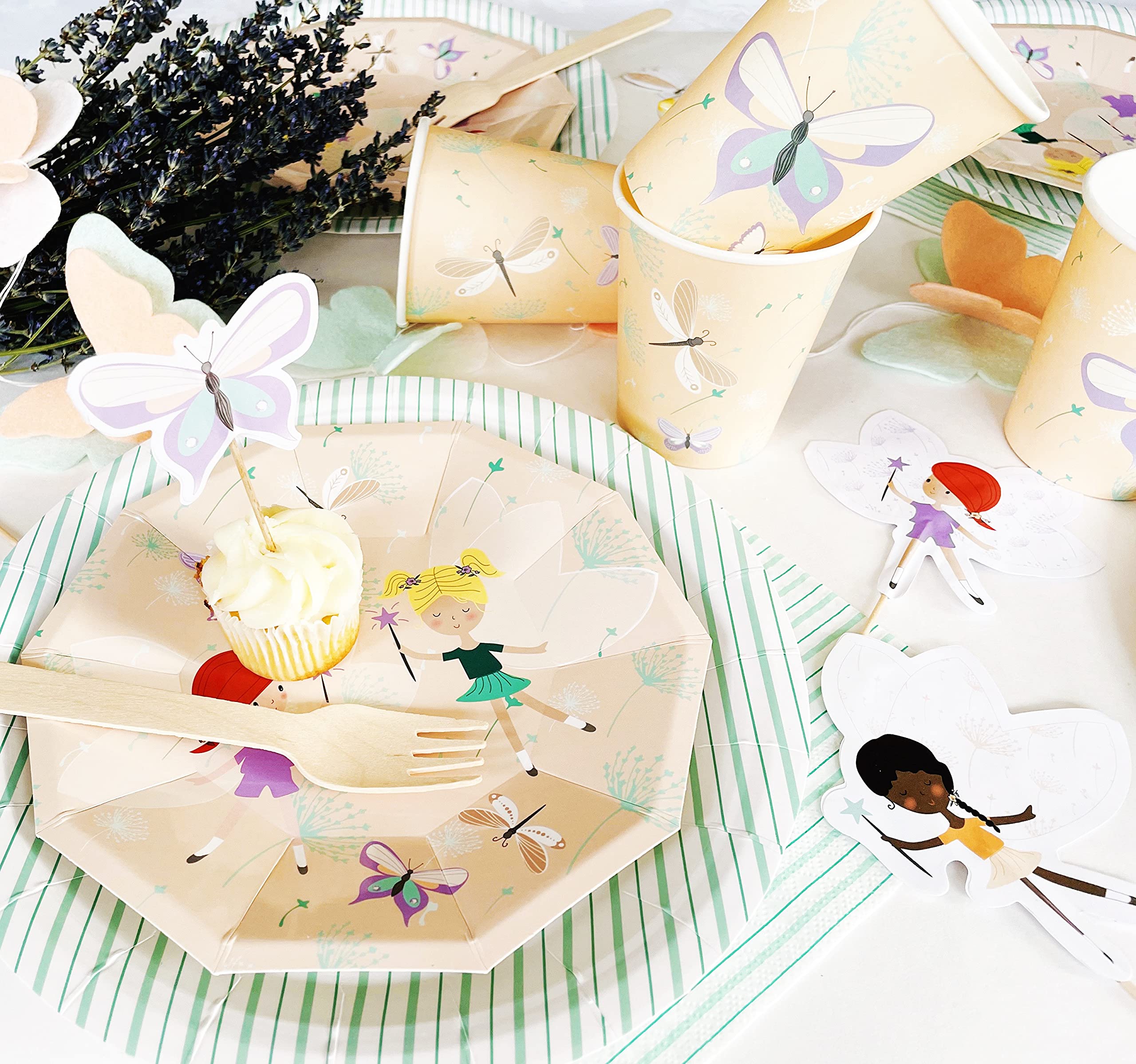 Fairy and Butterfly Cupcake Toppers - Set of 12 | Whimsical Fairy & Butterfly Cake Decorations for Birthday Parties, Baby Showers & Wedding Cakes | Edible Cupcake Picks for Baking & Dessert Decor