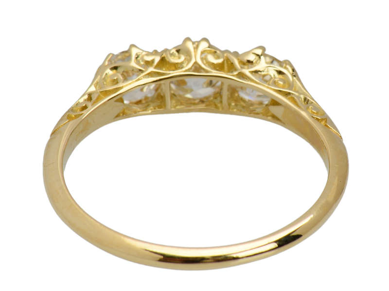 Vintage European Diamond Trilogy Ring - 14K Gold Engagement Wedding Band for Women - Perfect for Anniversaries, Proposals & Special Occasions