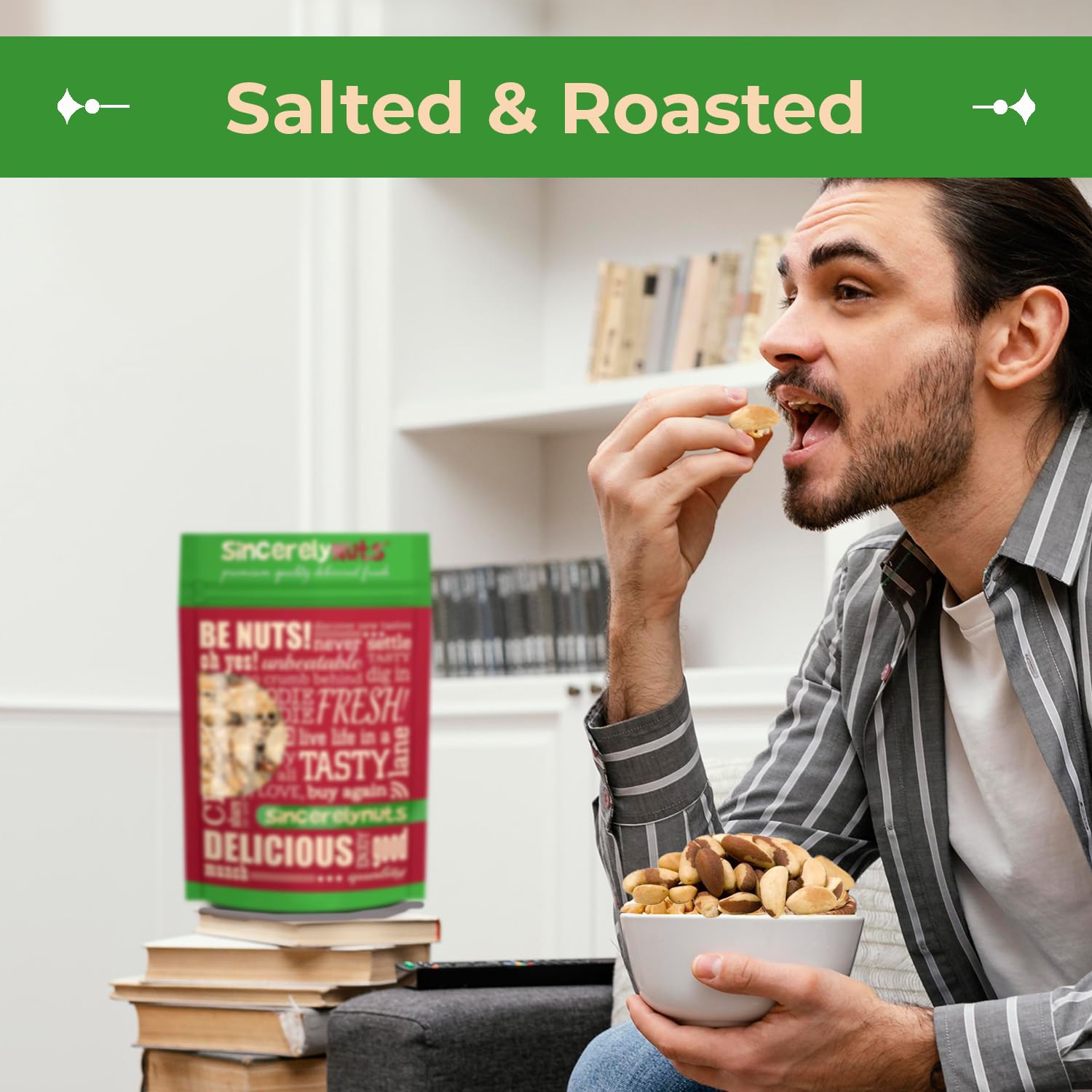 Premium Roasted & Salted Brazil Nuts (3 Lb Bulk Bag) | Healthy Vegan Snack | Kosher, Gluten-Free, Non-GMO | Rich in Protein, Selenium & Essential Nutrients | Perfect for Baking, Trail Mix & On-the-Go Snacking