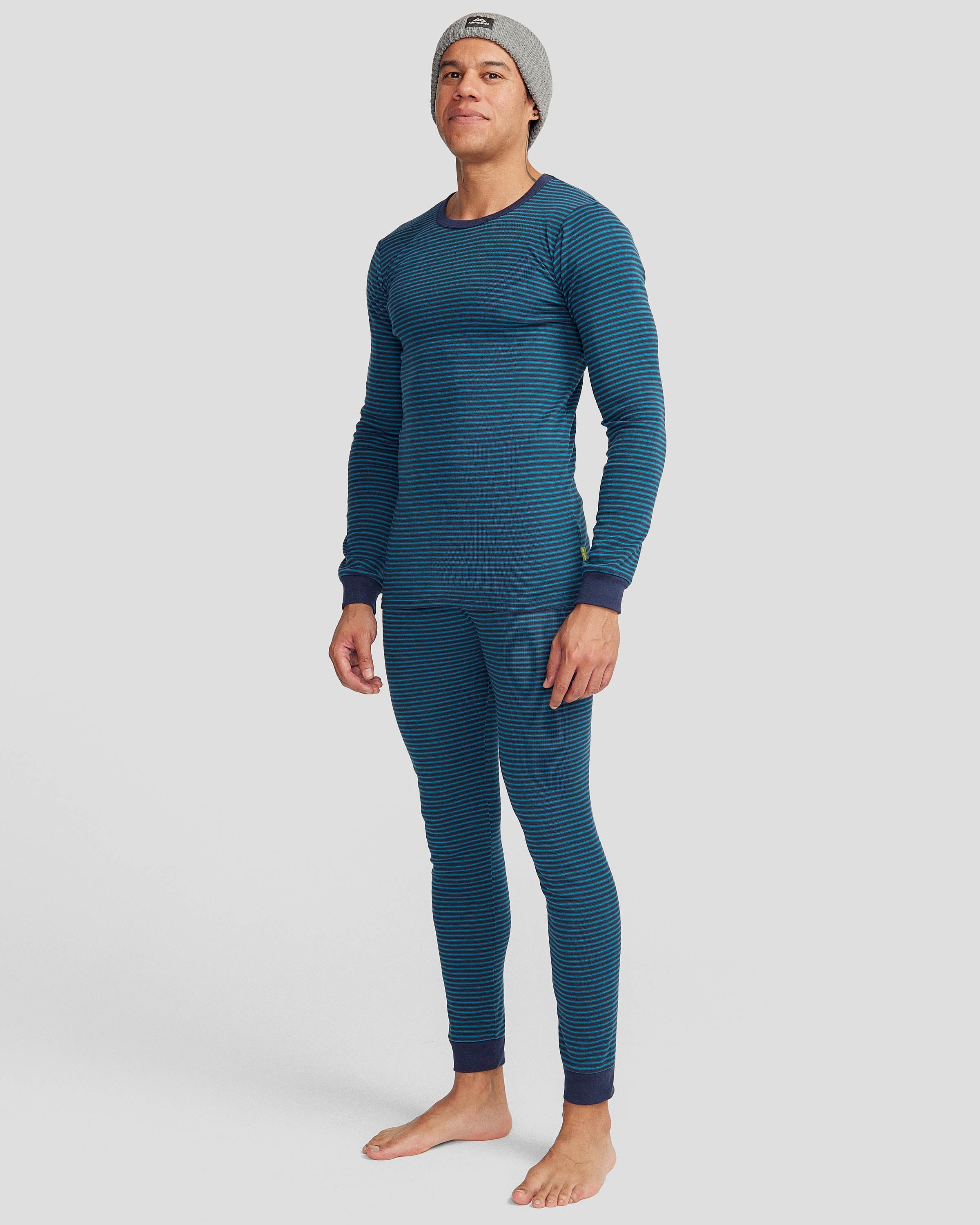 KMDCore Women's Long Sleeve Striped T-Shirt - Dark Eddy/Navy Stripe - Casual Comfort Fit for Workout, Yoga & Everyday Wear