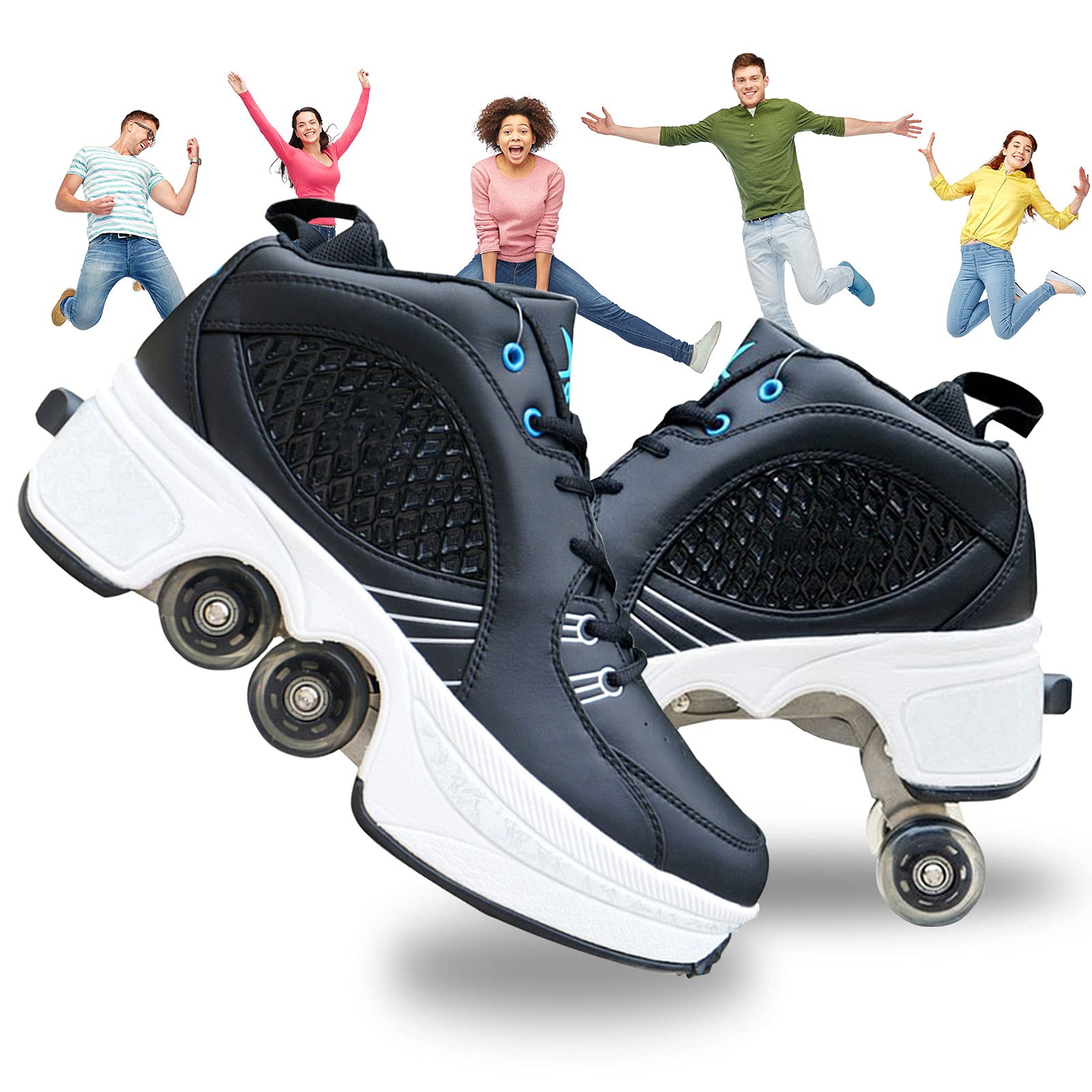 MLyzhe Deformation Roller Shoes for Men & Women - Automatic Walking Shoes with Double-Row Deform Wheels - Invisible Pulley Skates for Adults & Kids - Perfect for Commuting, Fitness & Outdoor Fun