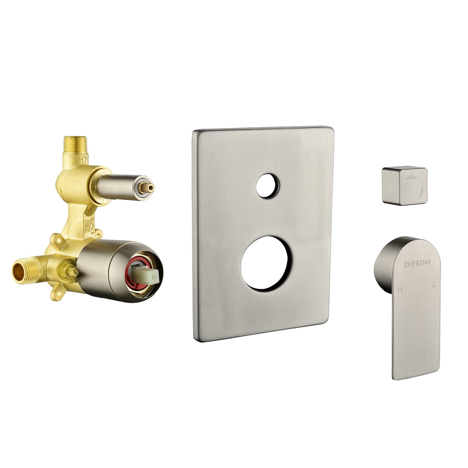 Brushed Nickel Wall Mounted Shower Faucet Set with Waterfall Tub Spout - Complete Shower Trim Kit & Rough-In Valve (Model 33010BN) for Bathroom Remodel & Luxury Spa Experience