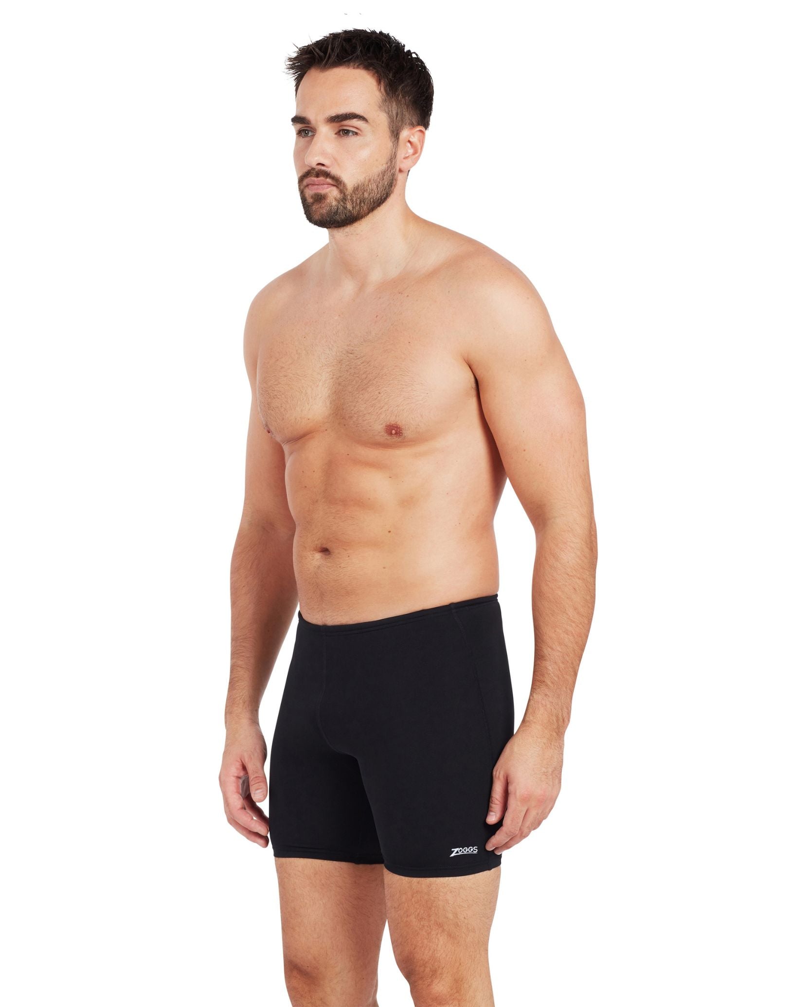 Cottesloe Mid Swim Jammer for Men - Black Competitive Swim Trunks - Quick Dry & Chlorine Resistant for Lap Swimming & Water Sports