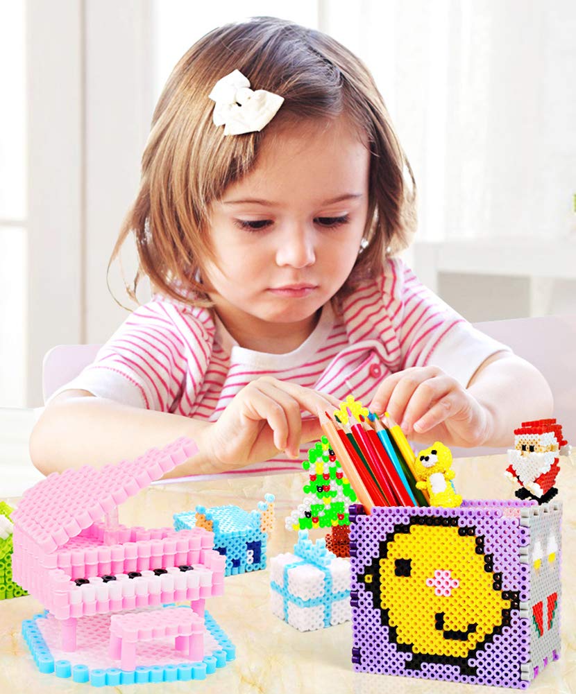 5000-Piece Perler Beads Kit with 5 Large Pegboards, Tweezers & Ironing Papers | DIY Fuse Bead Crafts for Kids & Adults | Perfect for Home Decor, Gifts & Creative Projects