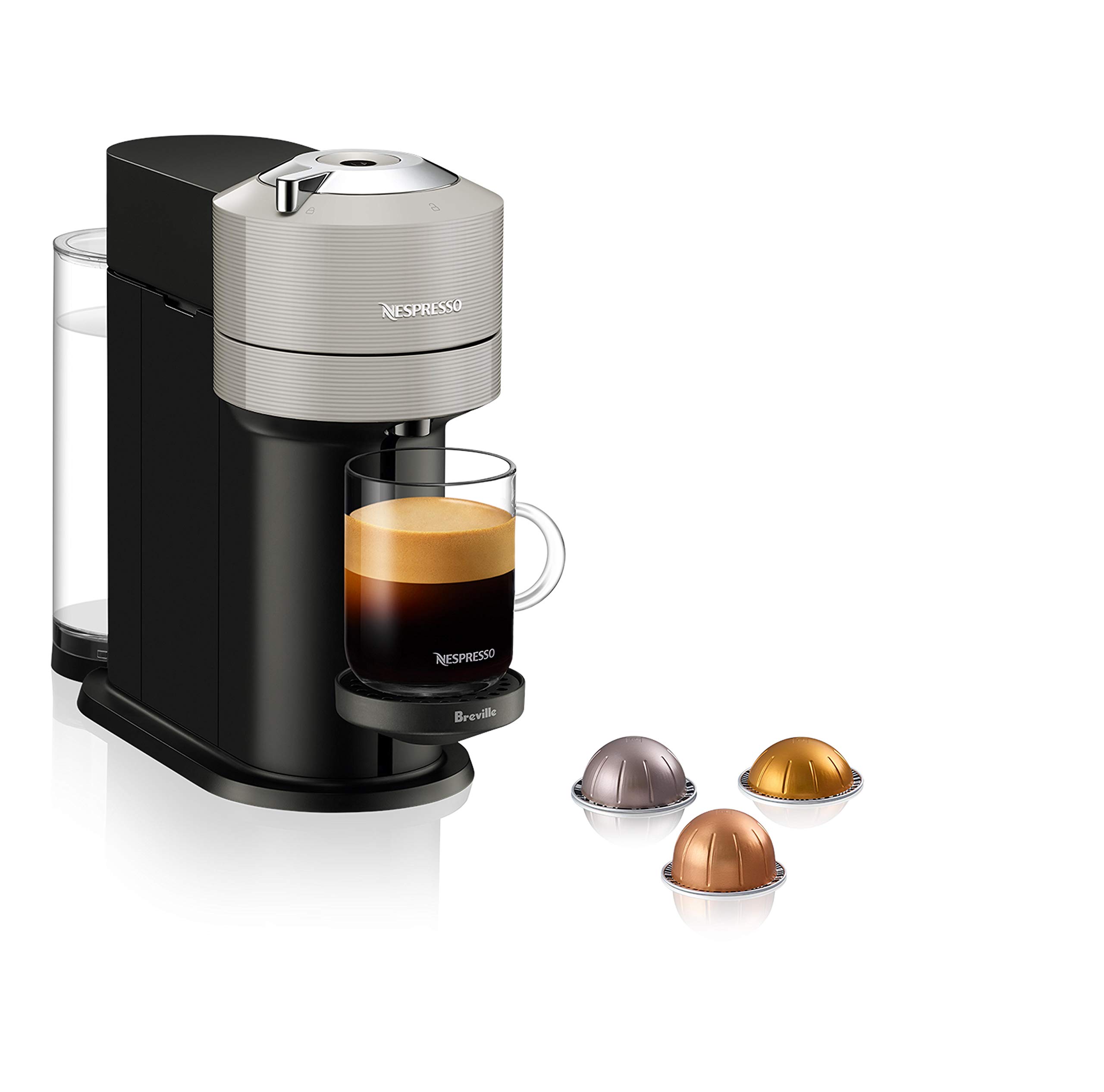 Breville Nespresso Vertuo Next Coffee & Espresso Machine with Aeroccino Milk Frother - Light Grey | Perfect for Home & Office Use, Barista-Style Drinks & Quick Morning Brews