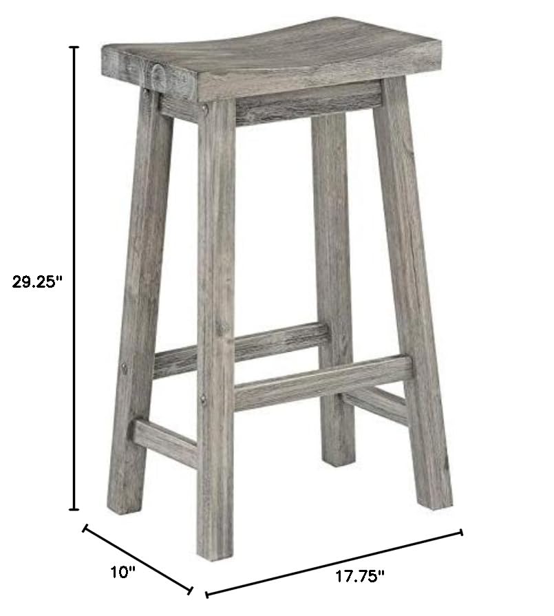 Home Square Sonoma Saddle Barstool Set of 2 - Storm Gray Wire-Brush Finish Counter Height Bar Stools for Kitchen Island, Breakfast Nook & Home Bar Decor