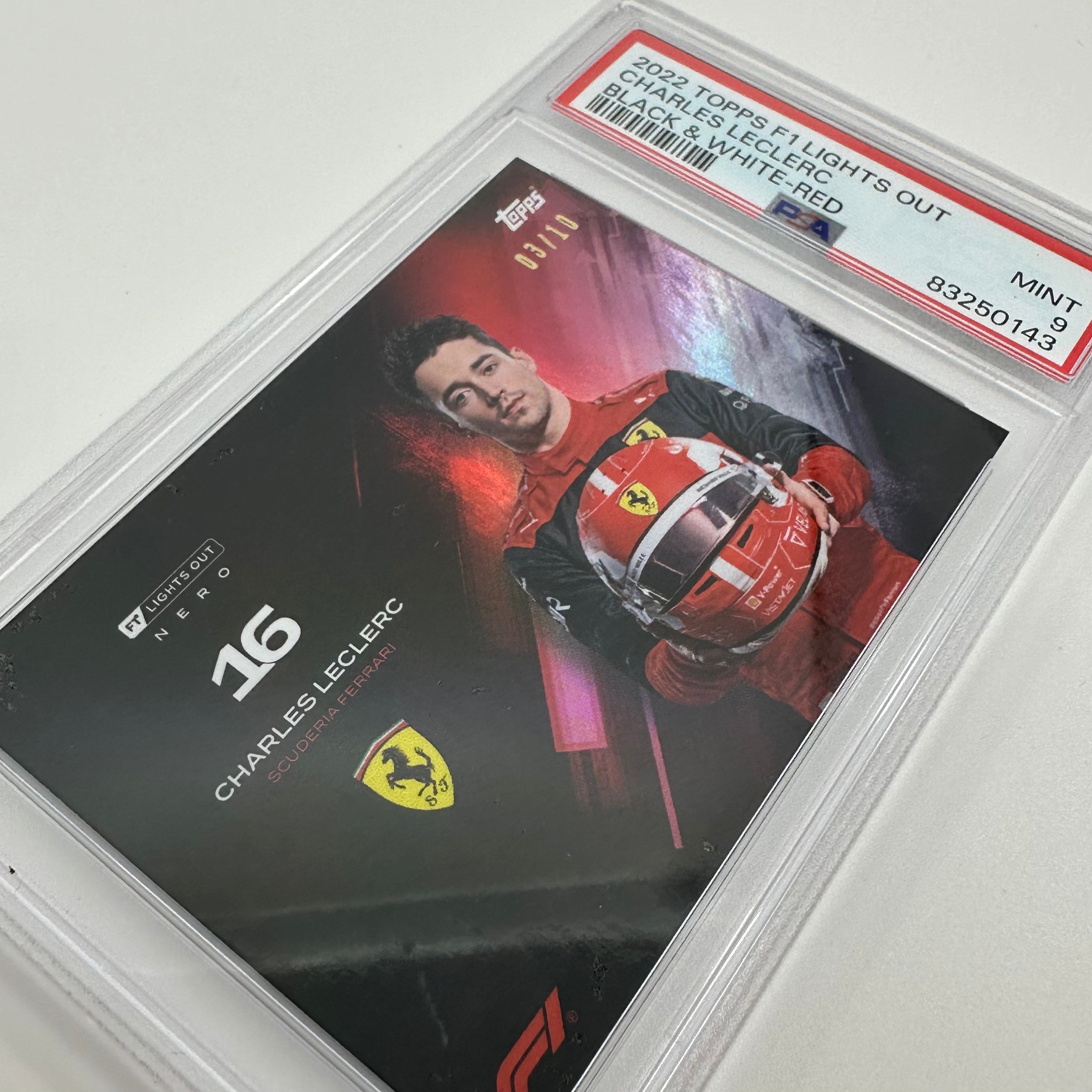 PSA 9 Graded 2003 Charles Leclerc Black & White Red Racing Card - Perfect for F1 Collectors & Memorabilia Displays