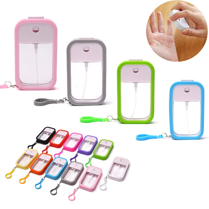 Vizgiz 4 Pack 50ml Refillable Spray Bottles - PETG Travel Perfume, Makeup Toner, Hand Sanitizer & Air Freshener Bottles - Slim Portable Design for Purse, Gym Bag & Travel Essentials (VG-0333, Multicolor)
