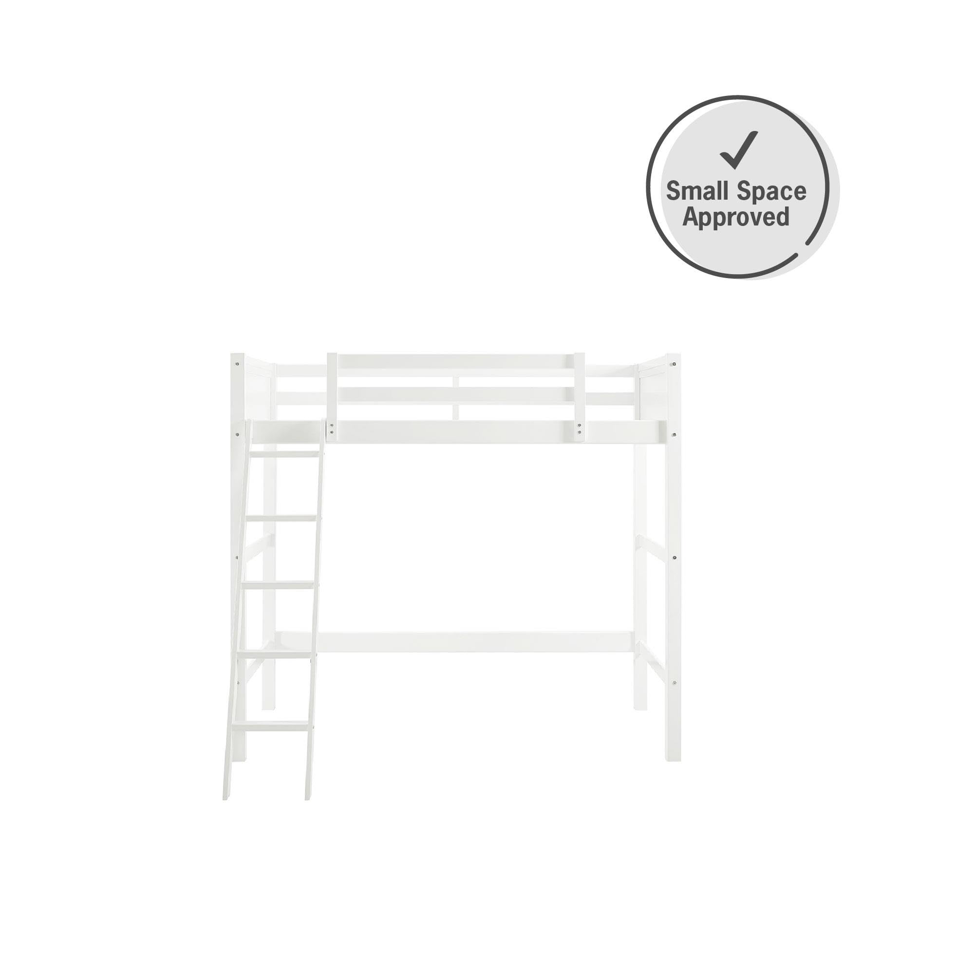 DHP Moon Bay Twin Loft Bed in White - Space-Saving Pine Wood Loft Bed for Kids & Teens - Perfect for Small Bedrooms, Dorms & Studio Apartments