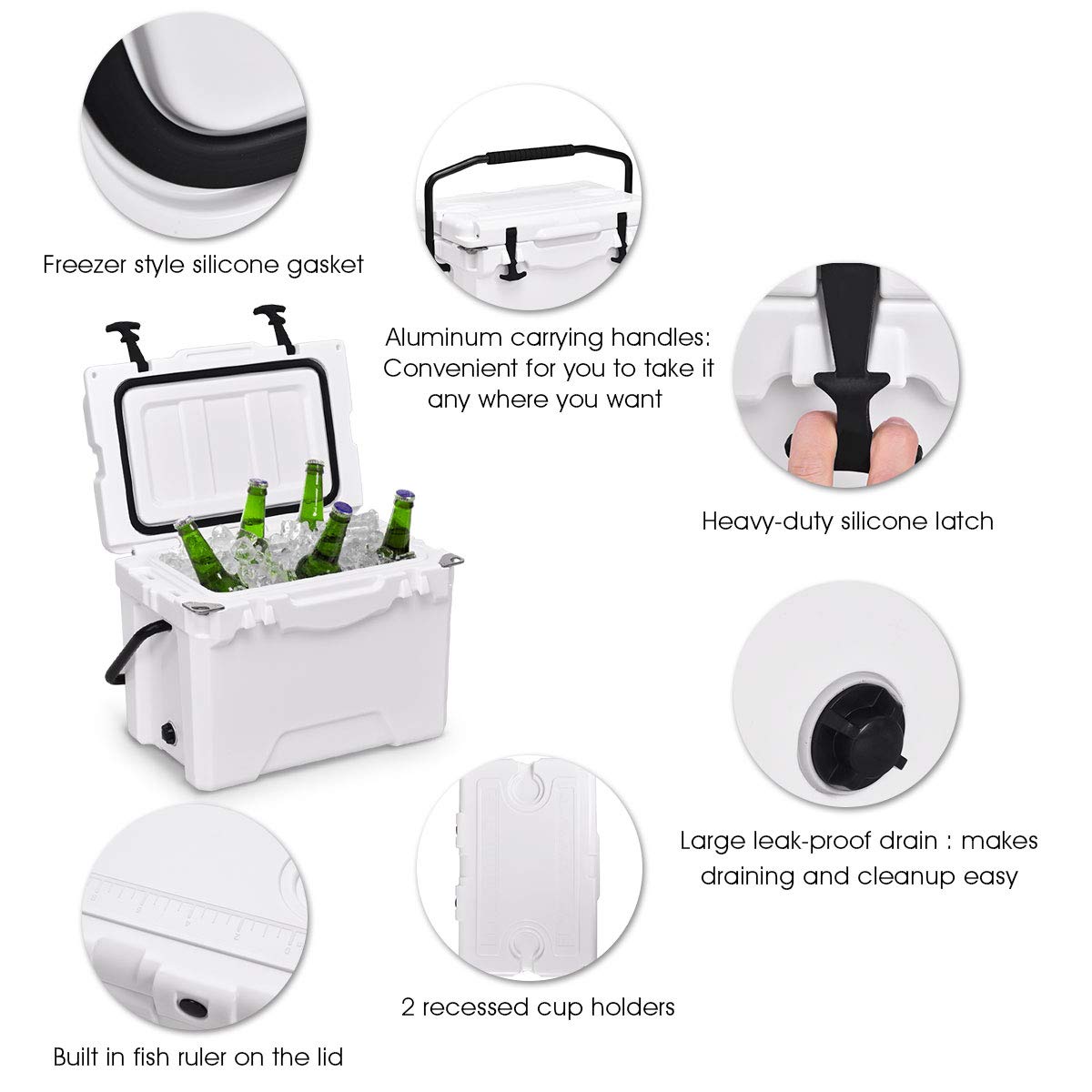 Happygrill 20 Quart Large Cooler Box - Portable Insulated Ice Chest for Camping, Beach, Picnics, Fishing & Outdoor Activities | Heavy Duty Party Cooler for Drinks, Food & Beverages