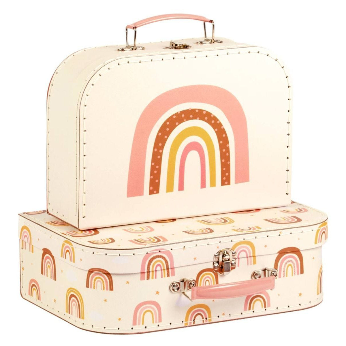 A Little Lovely Company Rainbow Suitcase Set - Durable Kids Luggage for Travel, School & Sleepovers | Stylish Carry-On & Check-In Bags for Girls & Boys
