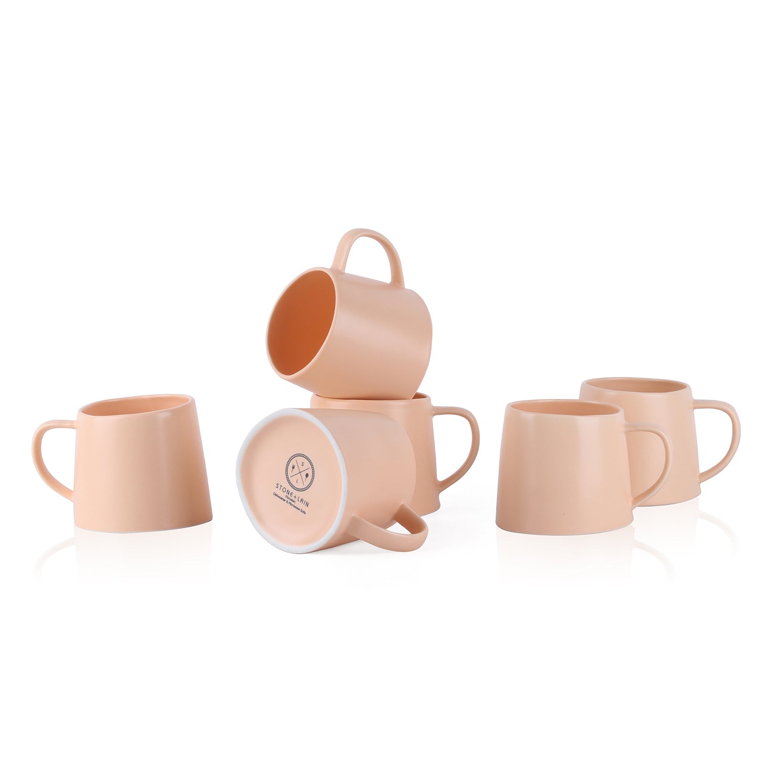 Premium Delilah Porcelain Coffee Mug Set - 6 Pack, Elegant Ceramic Tea Cups for Home, Office & Gifts - Dishwasher & Microwave Safe