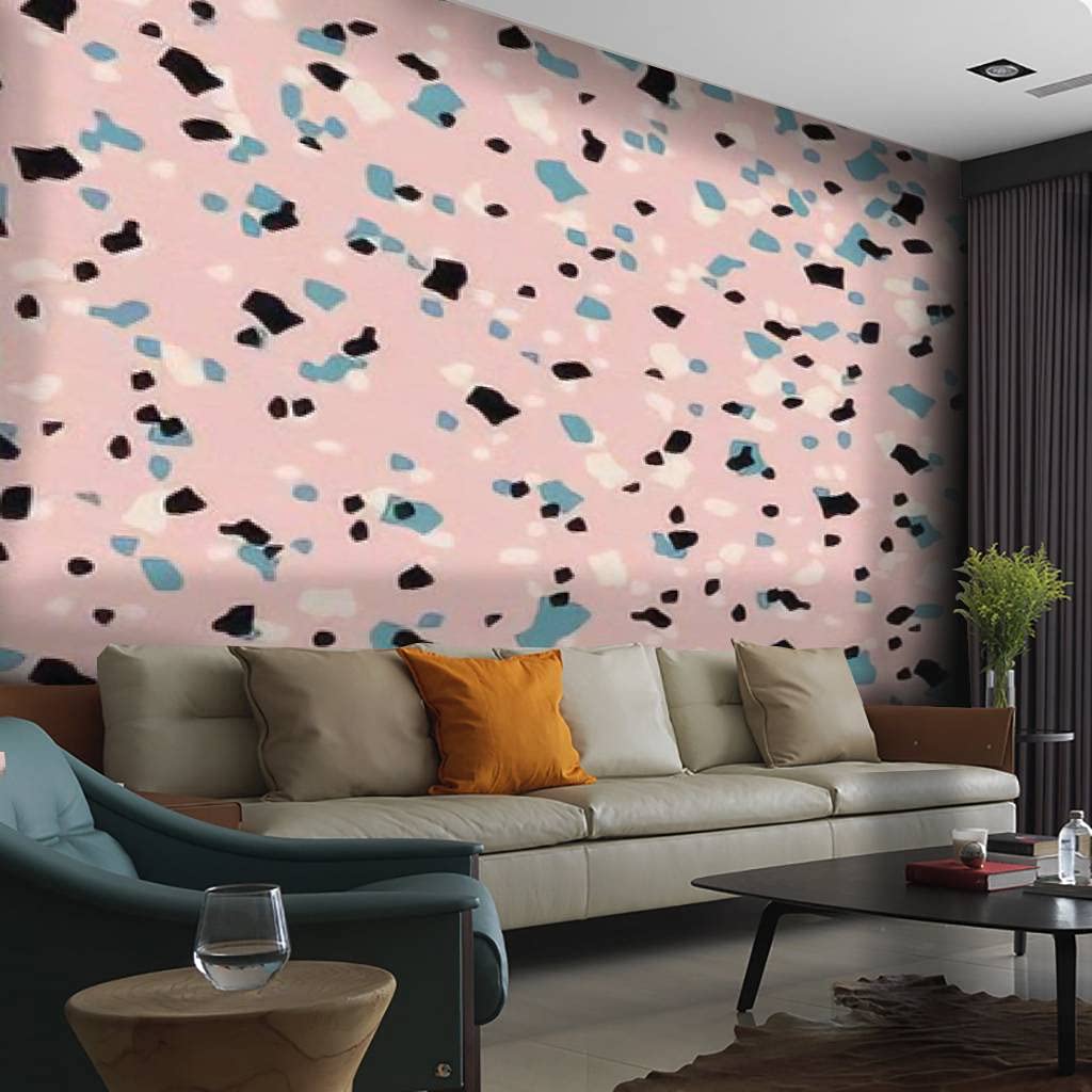 Terrazzo Seamless Pattern Abstract Mosaic PVC Wallpaper - Peel and Stick Self-Adhesive Waterproof Contact Paper for Walls - Removable Decorative Wall Covering for Living Room, Bedroom, TV Backdrop & Indoor Home Decor