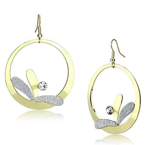 LO2715 - 14K Gold Plated Iron Earrings with AAA Grade Clear Crystals | Elegant Jewelry for Parties, Weddings & Special Occasions