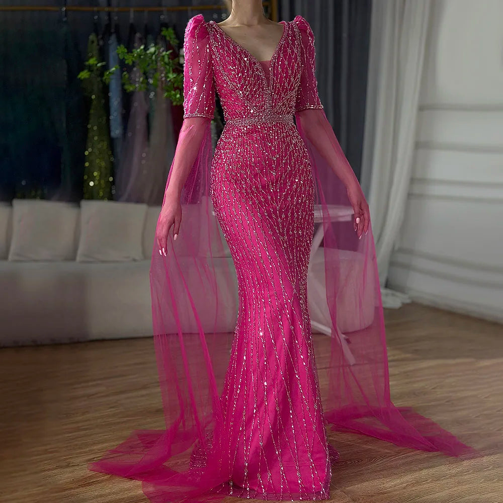 Elegant Fuchsia Mermaid Evening Gown for Women - LA72774 | Formal Dresses for Prom, Wedding, Gala & Special Occasions