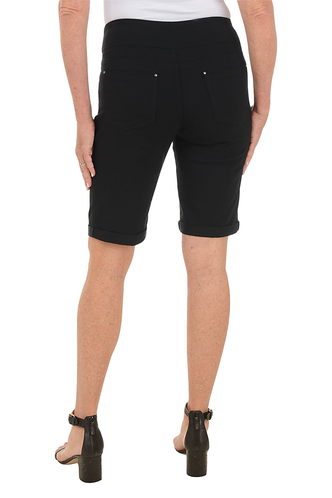 Women's Casual Pull-On Cuffed Bermuda Shorts - Stretch Comfort Fit for Summer, Beach & Lounge Wear