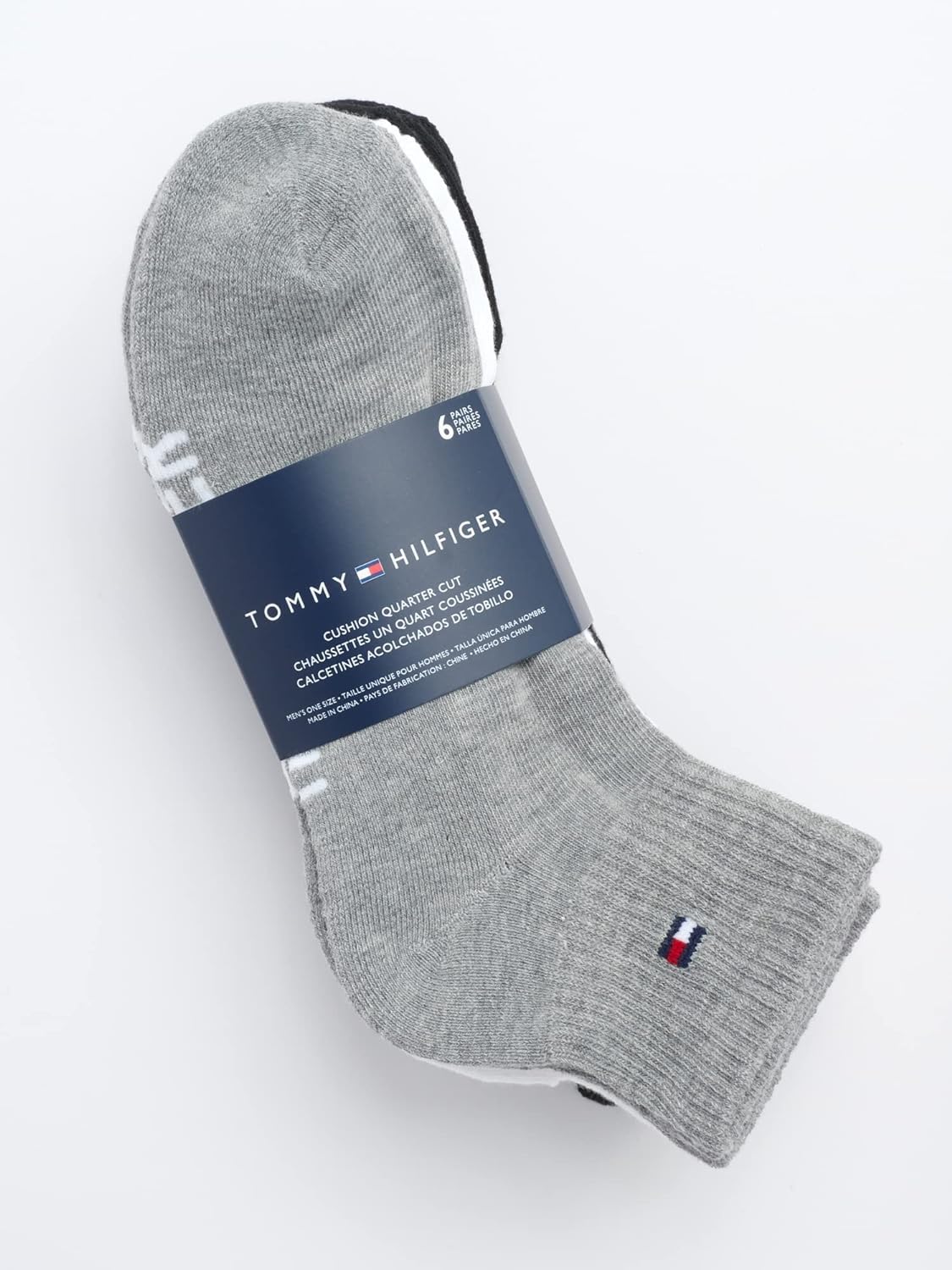 Tommy Hilfiger Men's Performance Cushion Athletic Socks - 6 Pack Quarter Cut Ankle Socks for Running, Gym & Casual Wear | Breathable & Comfortable Workout Socks
