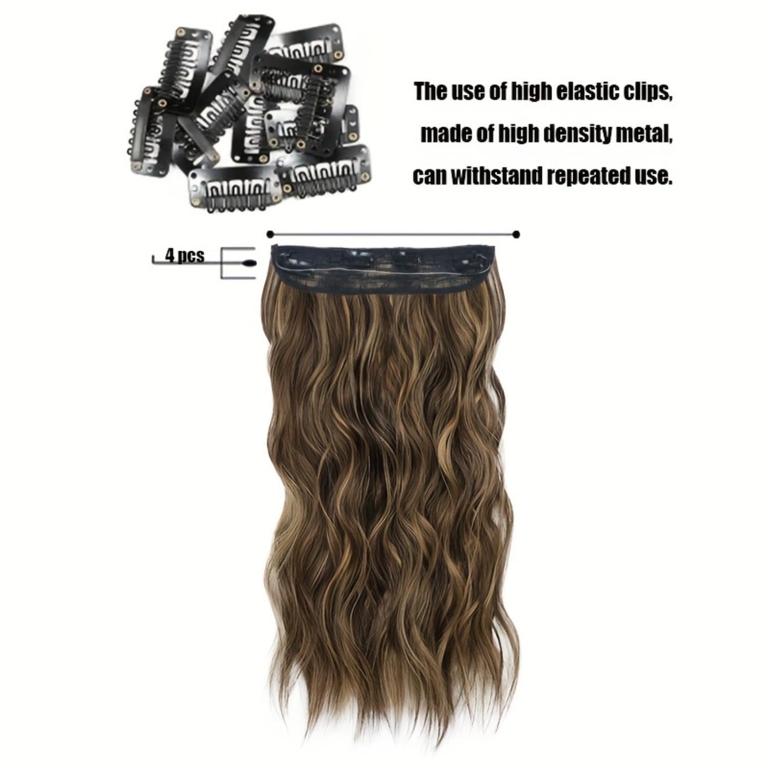 CHRONEX 24-Inch Curly Synthetic Hair Extensions with 5 Clips - 1 Piece for Women | Perfect for Parties, Weddings & Everyday Styling