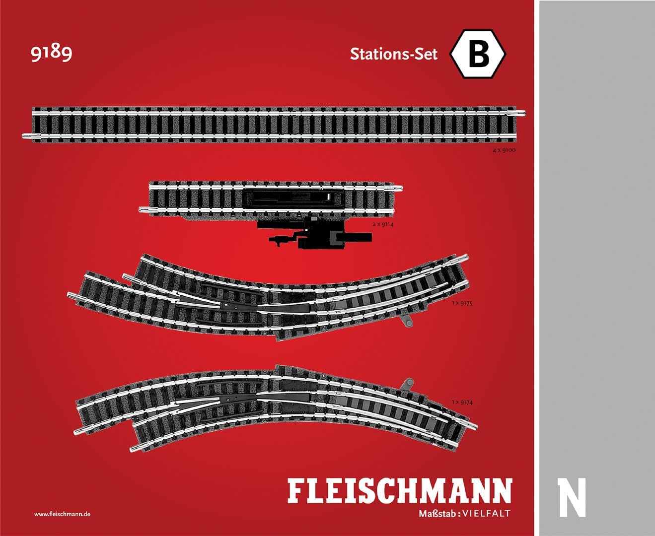 FLM9189 Piccola N Scale Extension Set B - Model Train Track Expansion Kit for Realistic Layouts | Perfect for Home, Office & Hobby Displays