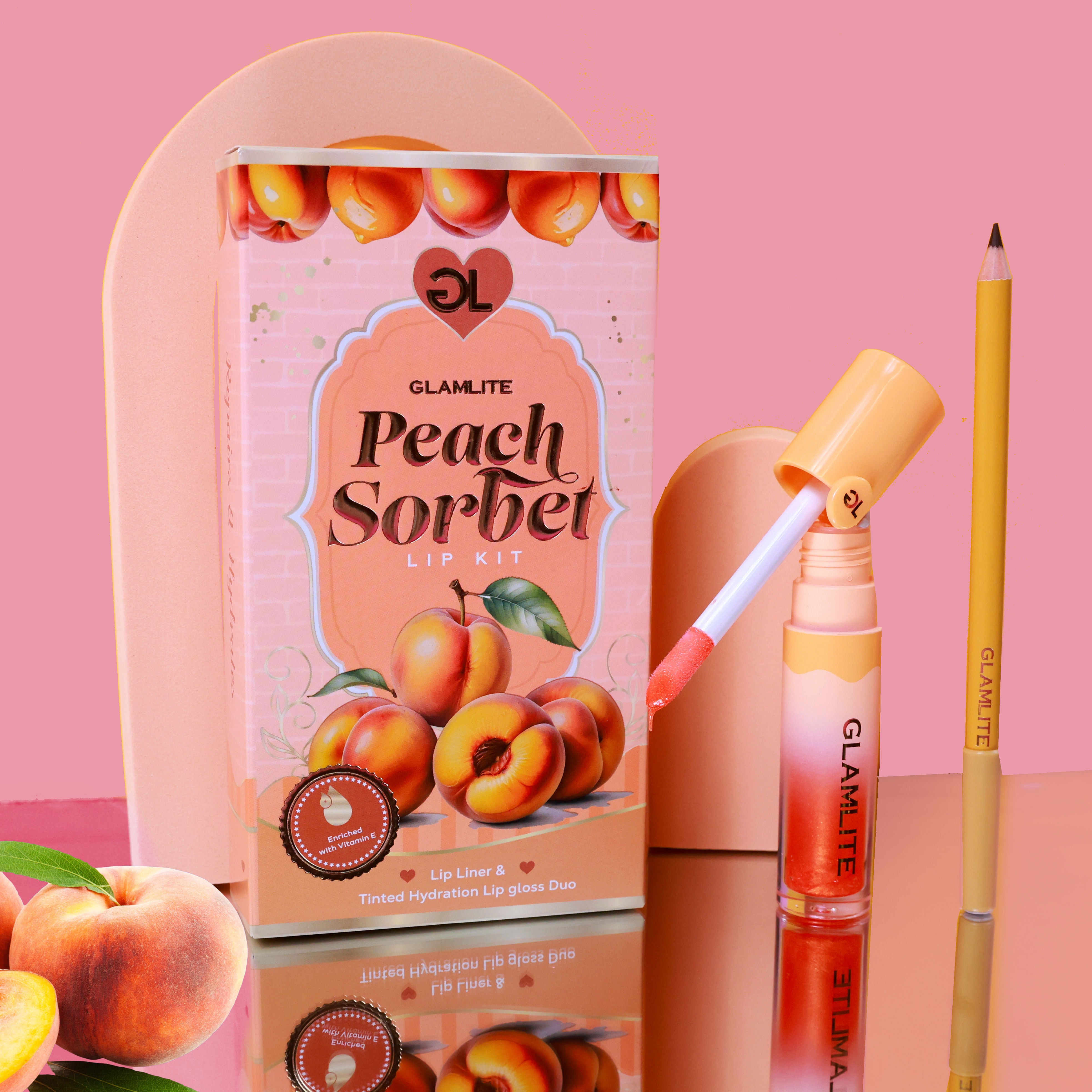 Peach Sorbet Lip Kit - Long Lasting Matte Liquid Lipstick & Lip Liner Set | Vegan & Cruelty Free Makeup for Everyday Wear & Special Occasions