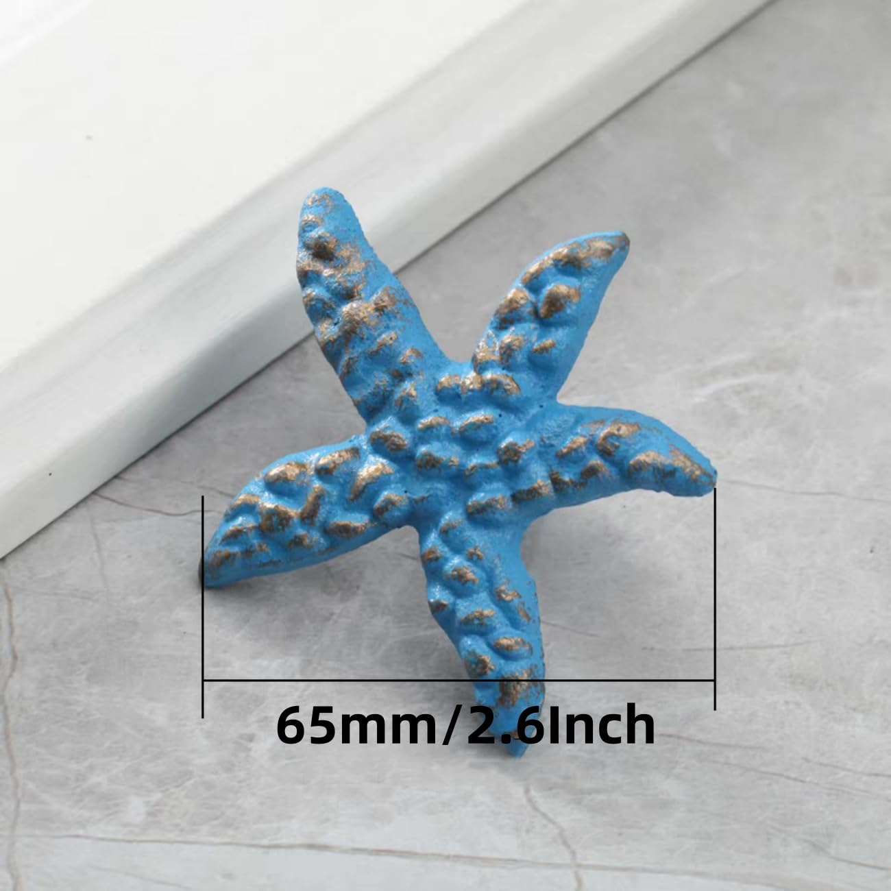 Ocean-Themed Cabinet Knobs - Seahorse, Starfish, Seashell & Crab - Pack of 4 (Blue) - Perfect for Beach House Kitchen & Bathroom Decor