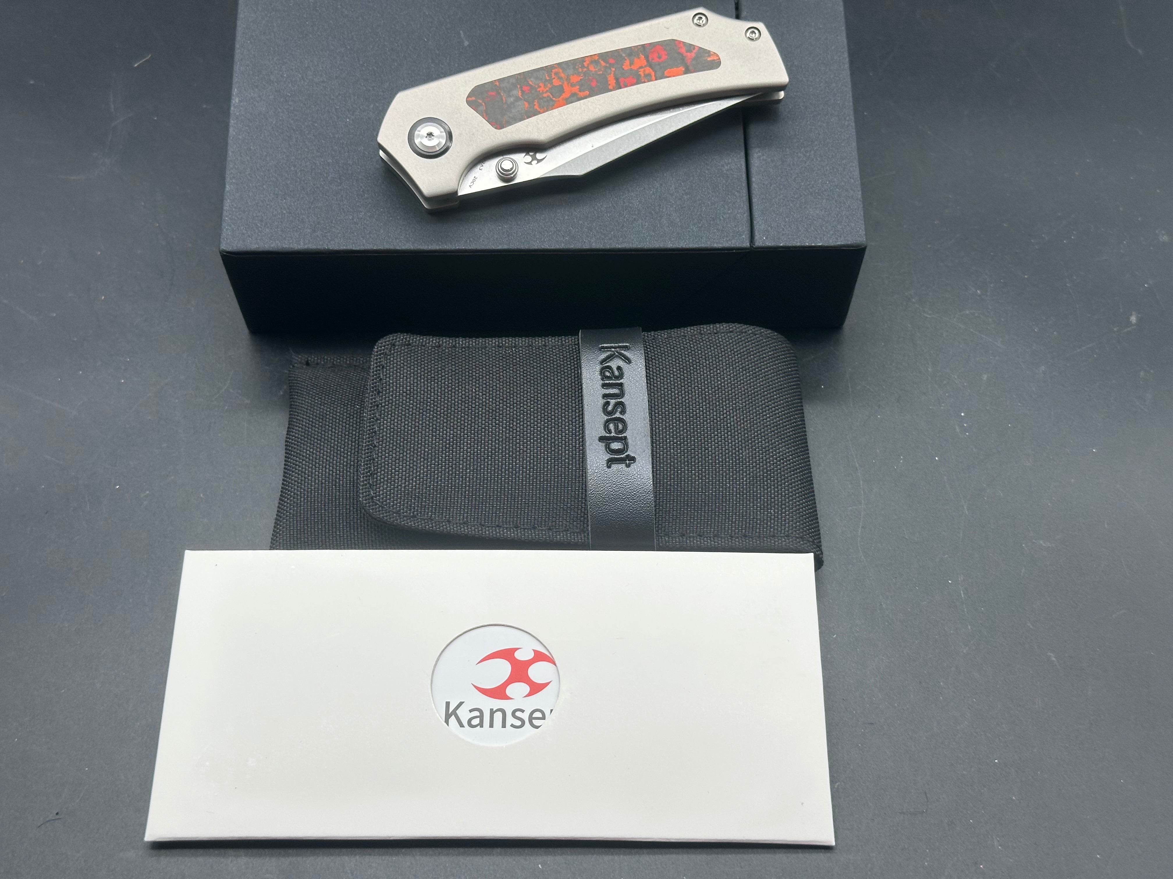 KANSEPT FERMI Folding Knife with FatCarbon Mars Valley Carbon Fiber Handle - EDC Pocket Knife for Outdoor, Camping, and Everyday Carry