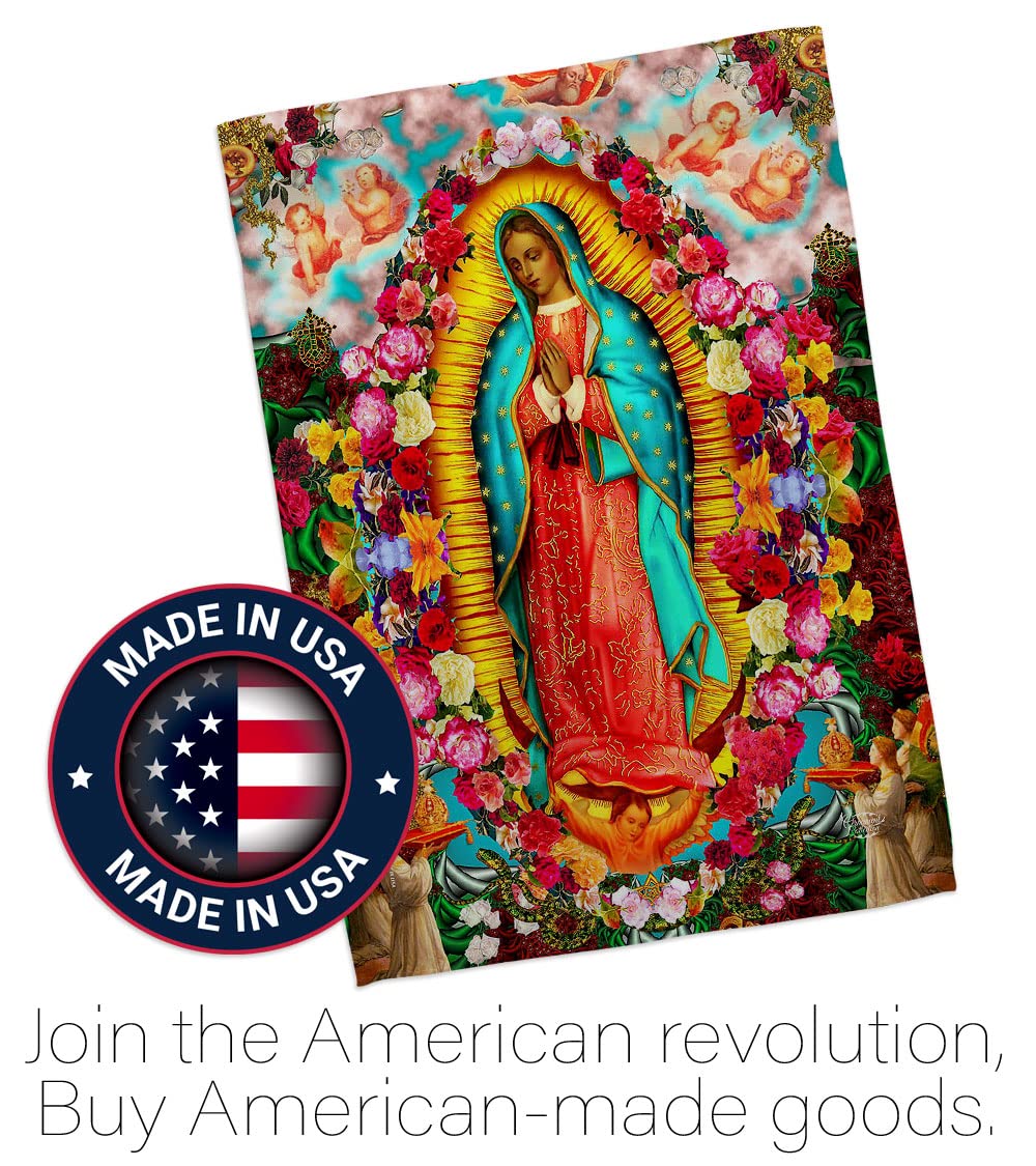 Our Lady of Guadalupe Flag - Religious Home & Garden Decor, Cemetery Grave Yard Decoration, Christian Easter Gift with Peace Dove - Made in USA | Perfect for Church Altars, Memorial Gardens & Spiritual Spaces