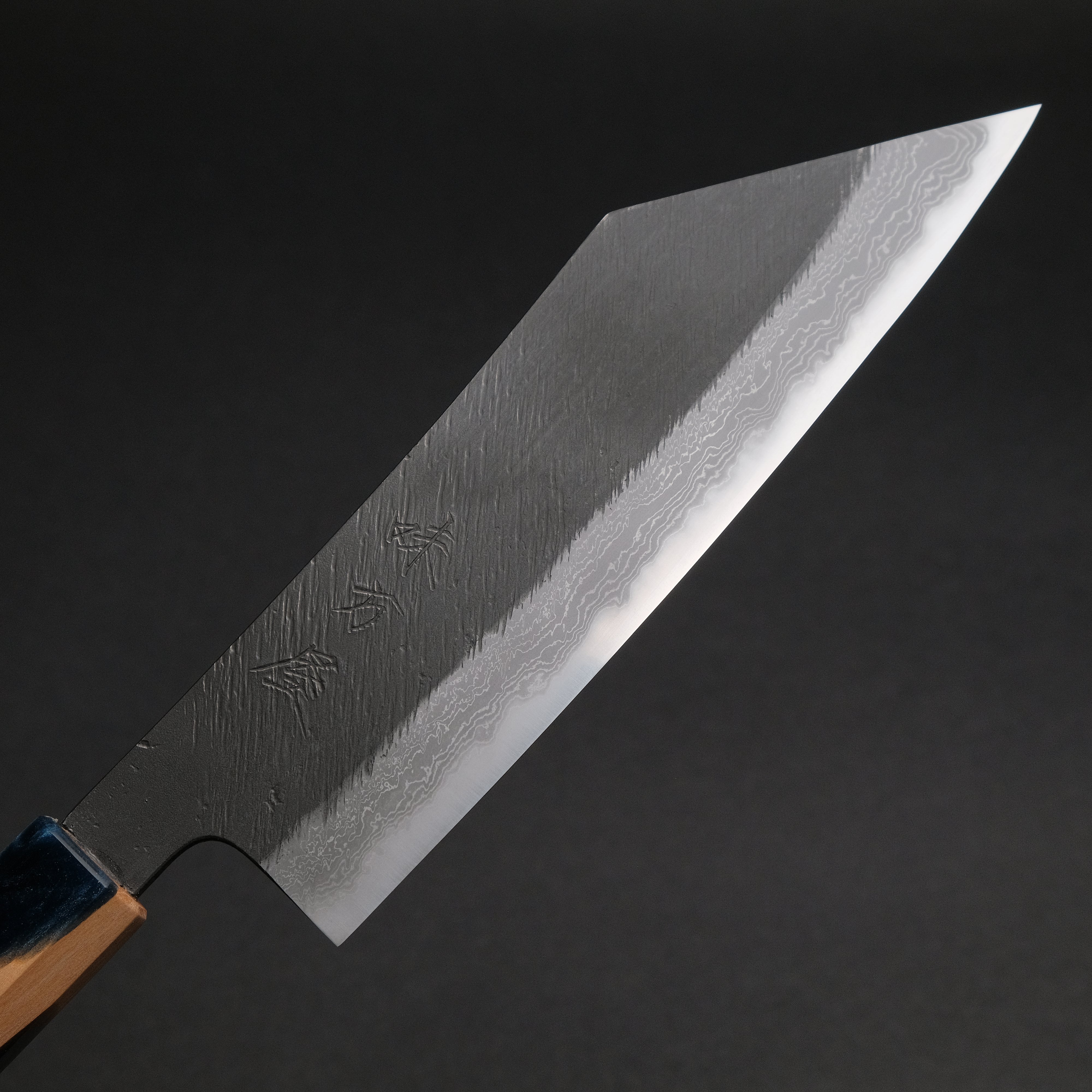 Premium Ajikataya White #2 Matsuba Damascus Hakata 180mm Kitchen Knife with Olive Wood & Resin Handle (#24) - Perfect for Sushi, Sashimi, and Japanese Cuisine Preparation