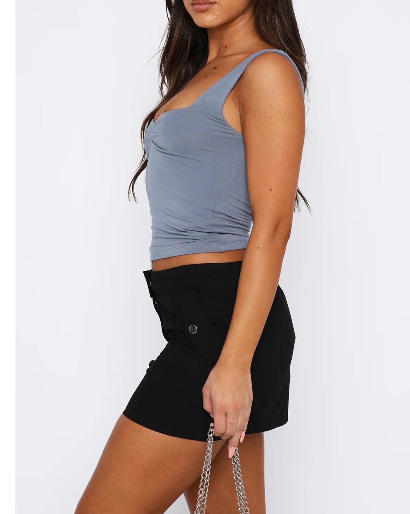 Women's Sleeveless Sweetheart Neck Crop Top - Y2K Backless Bustier with Strappy Slits & Pleated Detail | Perfect for Clubbing, Date Nights & Summer Outfits