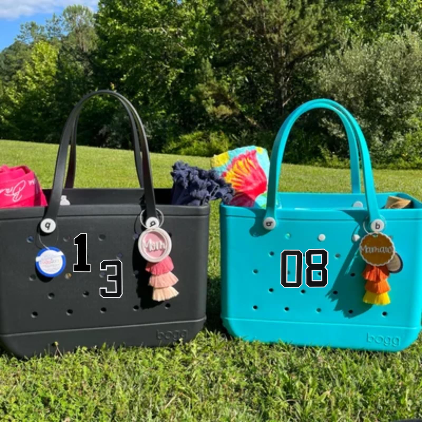 Number Charms 0-9 for Bogg Bag Accessories - Decorative Insert Charms for Rubber Beach Tote Bags - Perfect for Personalizing Your Summer Beach, Pool, and Travel Essentials