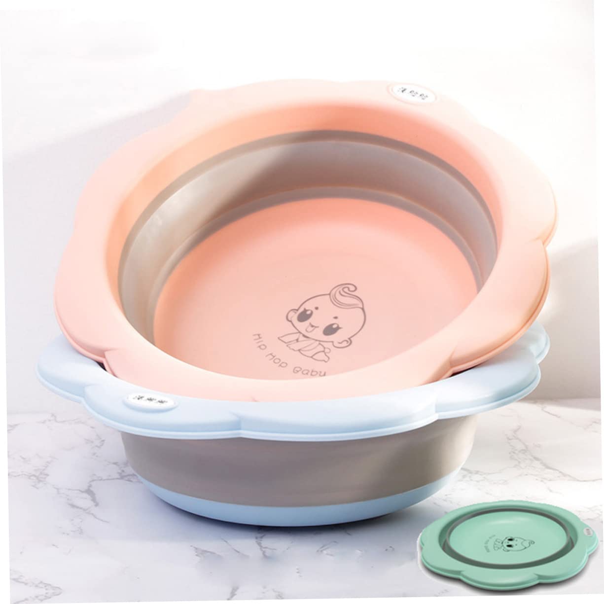 Portable Retractable Baby Wash Basin - Foldable Travel Bathtub for Boys & Girls, Sky Blue Infant Bathing Jug for Newborns & Toddlers | Perfect for Home, Travel & Outdoor Use