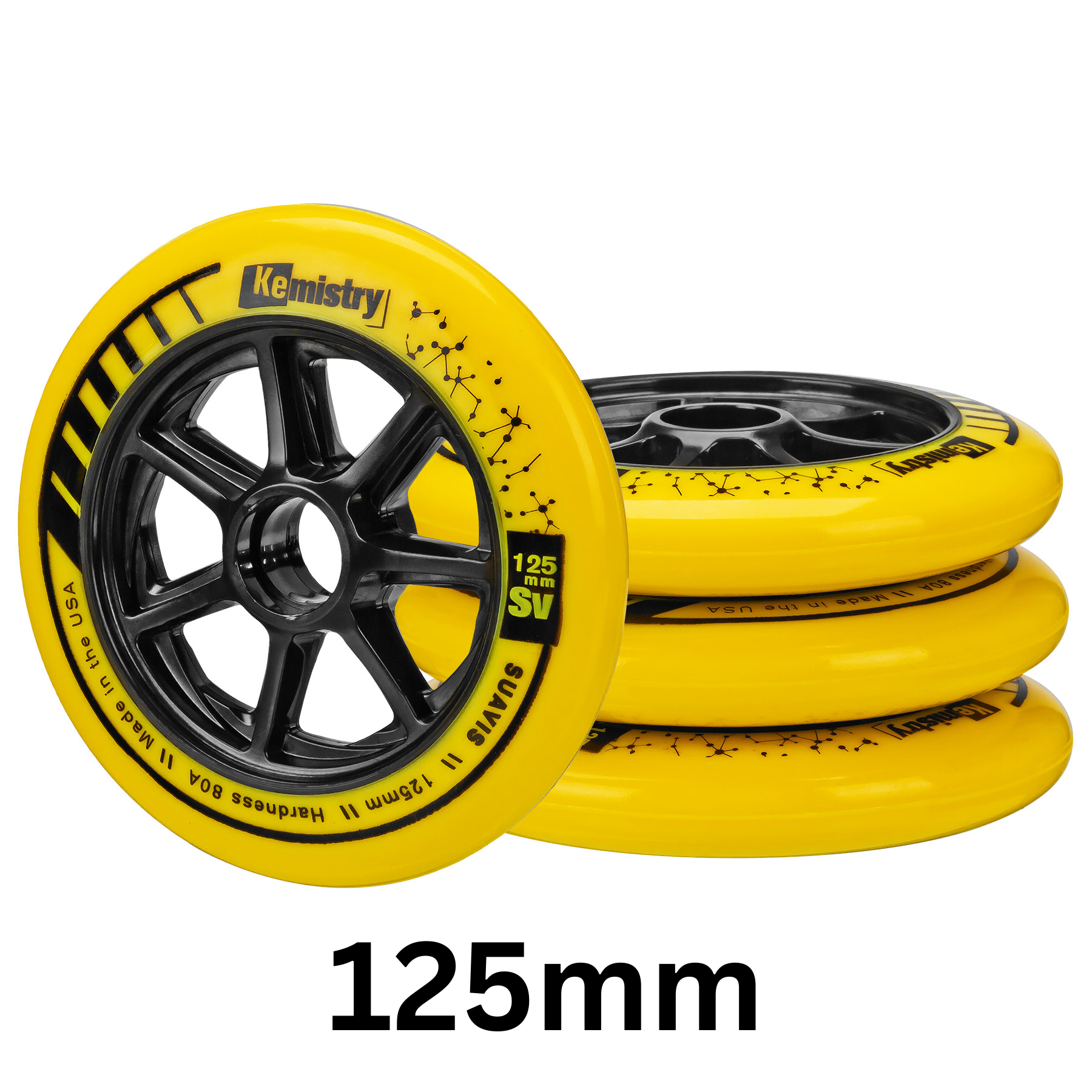 Kemistry Suavis Inline Skating Wheels - High Performance 80mm 85A Urethane Wheels for Aggressive & Recreational Skating - Perfect for Skate Parks, Rinks & Outdoor Rollerblading