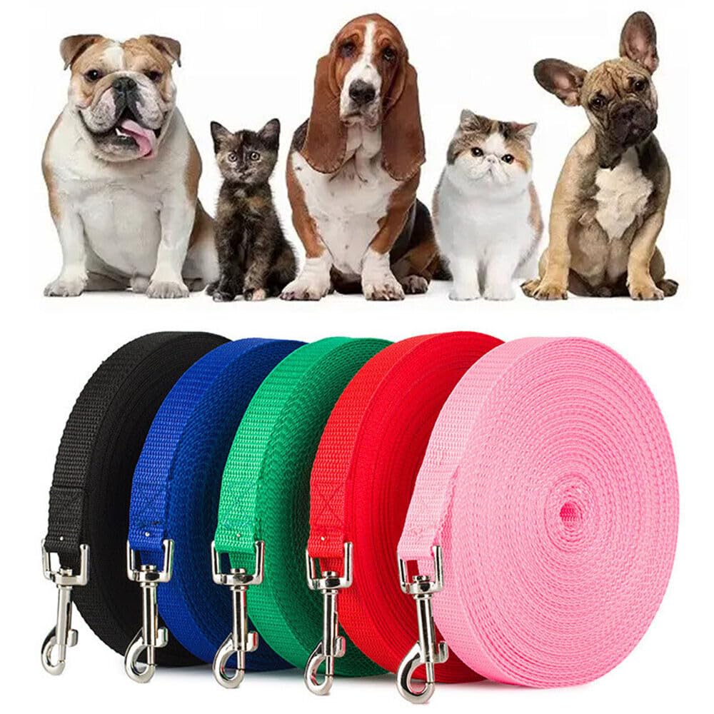 10 Feet Nylon Dog Leash for Small Medium Large Dogs - Durable Puppy Training Lead for Obedience Recall, Walking, Camping & Outdoor Adventures (Black)