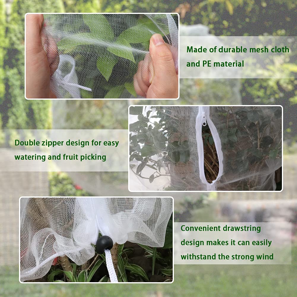 Premium Garden Plant Cover with Zipper - 72x76 Inch White Plant Protection Netting Bags (2-Pack) for Fruit Trees, Flowers & Vegetables | UV Resistant Mesh Netting for Pest Control & Frost Protection | Ideal for Backyard Gardening, Orchard Care & Seasonal Plant Shelter