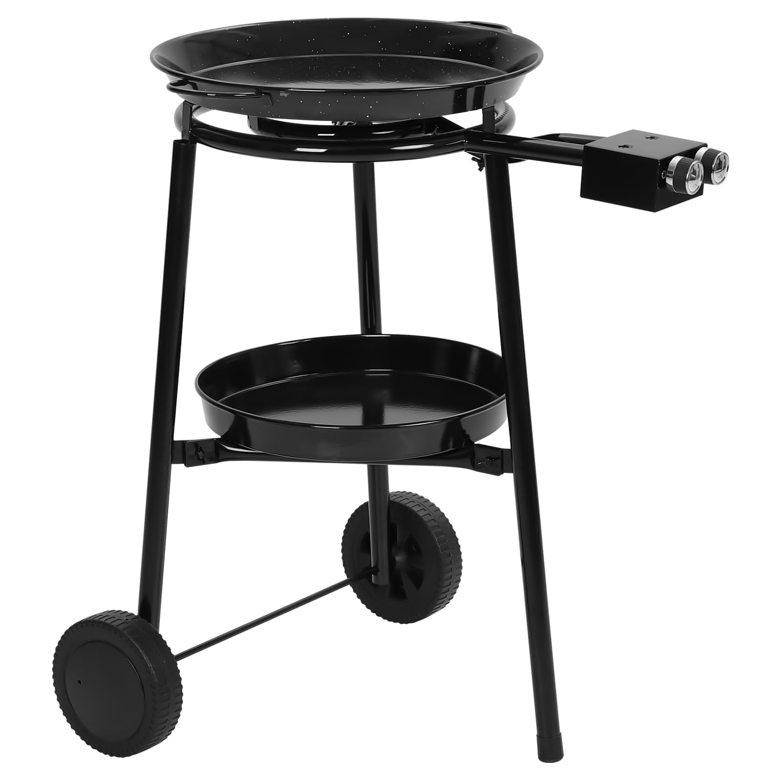18 Inch Carbon Steel Paella Pan with 16 Inch Burner & 15.75 Inch Extra Pan - Complete Wheeled Paella Kit for 14-16 Servings - Perfect for Outdoor Cooking, Camping, Parties & Large Gatherings