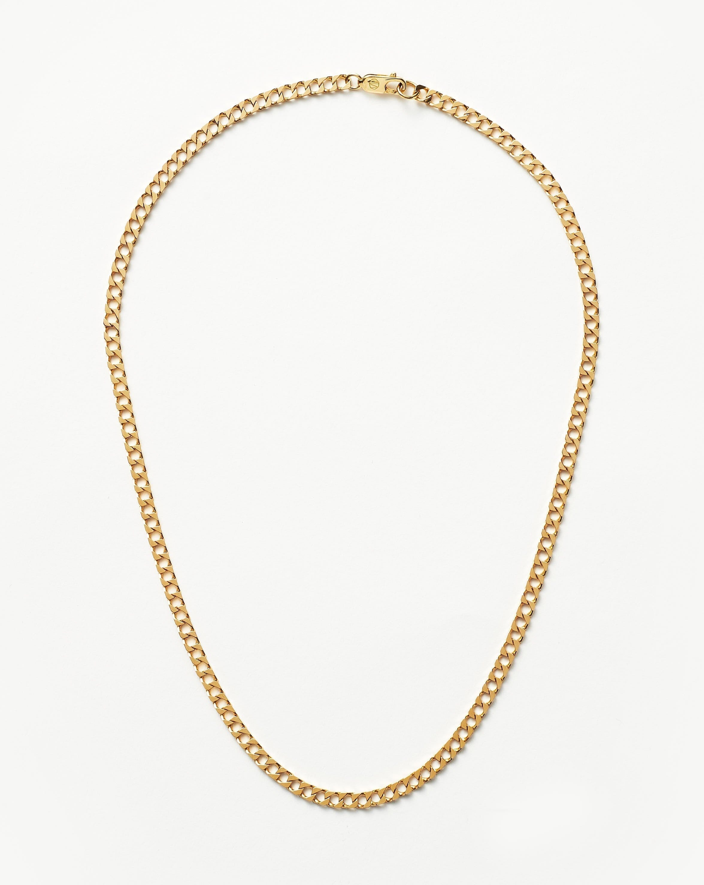 Lucy Williams Flat Curb Chain Necklace for Women - 14K Gold Plated Stainless Steel Chunky Link Necklace Jewelry - Perfect for Everyday Wear, Layering, and Gift Giving
