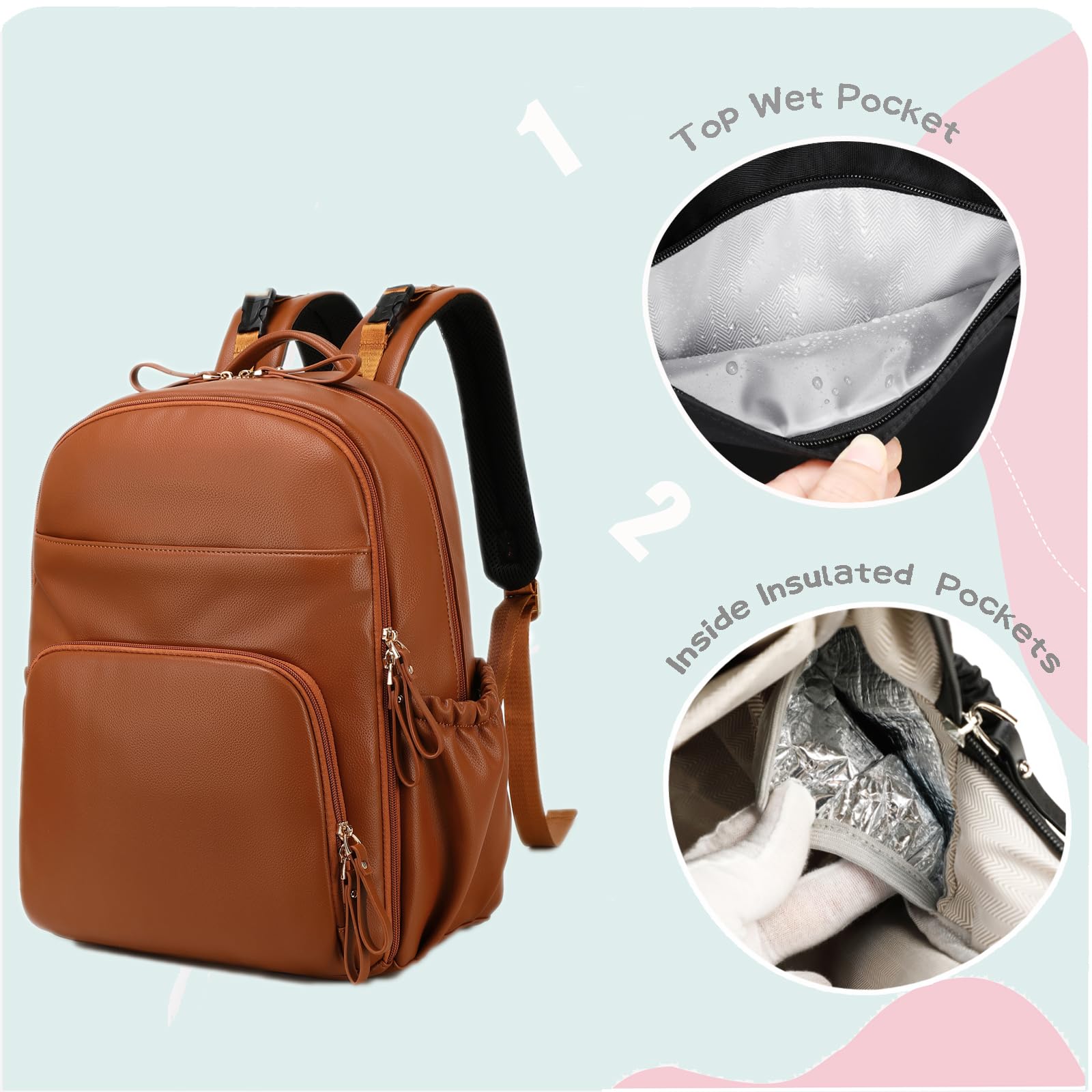 14-Pocket Diaper Bag Backpack - Lightweight Water-Resistant Baby Bag with Anti-Theft Pocket & Stroller Straps - Perfect for Travel, Shopping & Parenting Outings