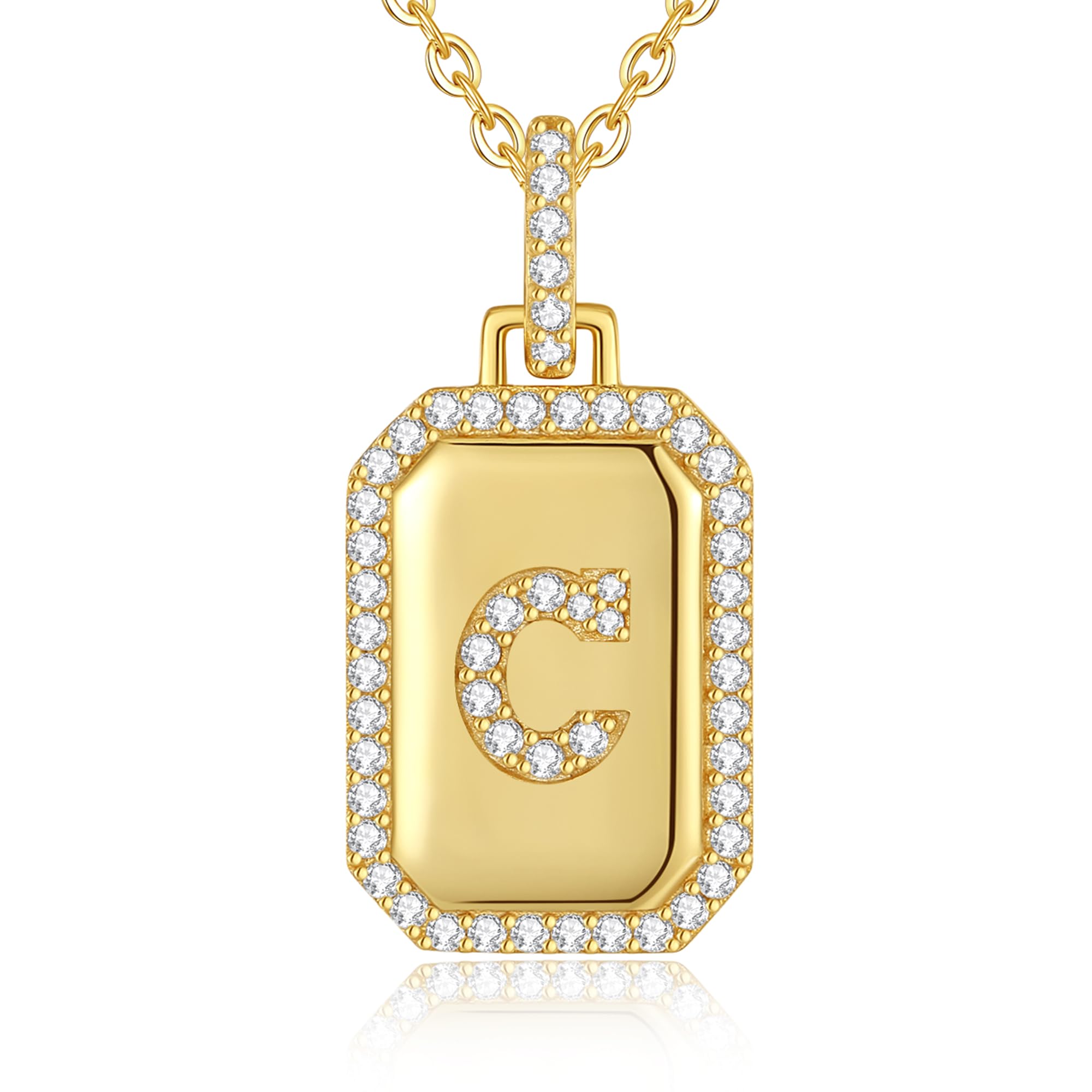 18K Gold Plated Initial Necklace for Women - Personalized Letter Pendant Jewelry in Sterling Silver | Perfect Christmas, Anniversary & Birthday Gift for Wife, Girlfriend, Mom & Daughter | Everyday Wear, Date Night, Special Occasions
