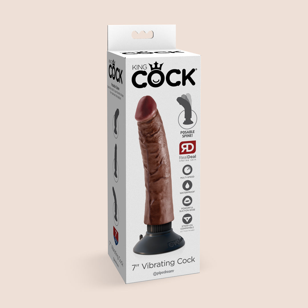 King C Vibrating Cock - 7 Powerful Vibration Modes & Strong Suction Cup Base for Hands-Free Pleasure | Perfect for Solo Play, Couples, and BDSM Scenes