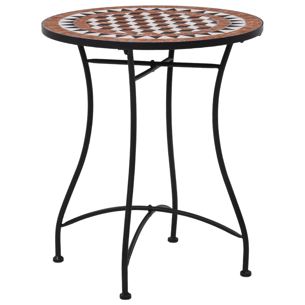 vidaXL 3-Piece Patio Bistro Set with Round Table & Folding Chairs, Outdoor Garden Furniture in Terracotta Ceramic Tile - Perfect for Backyard, Balcony or Poolside Relaxation