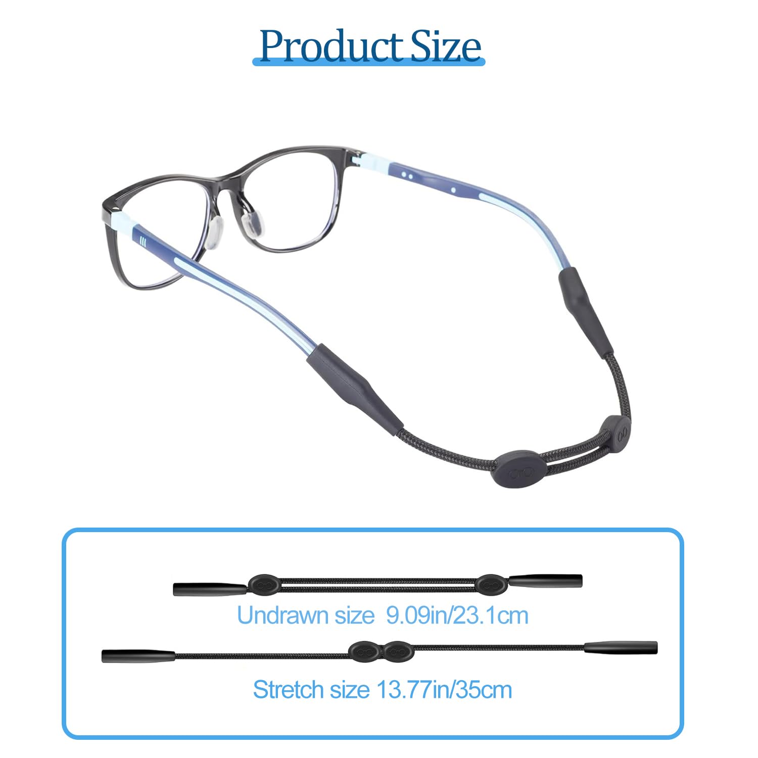 Premium Nylon Sunglasses Strap - No Tail Sports Eyewear Retainer for Men & Women (3-Pack, Black) | Perfect for Running, Hiking, Cycling & Outdoor Activities
